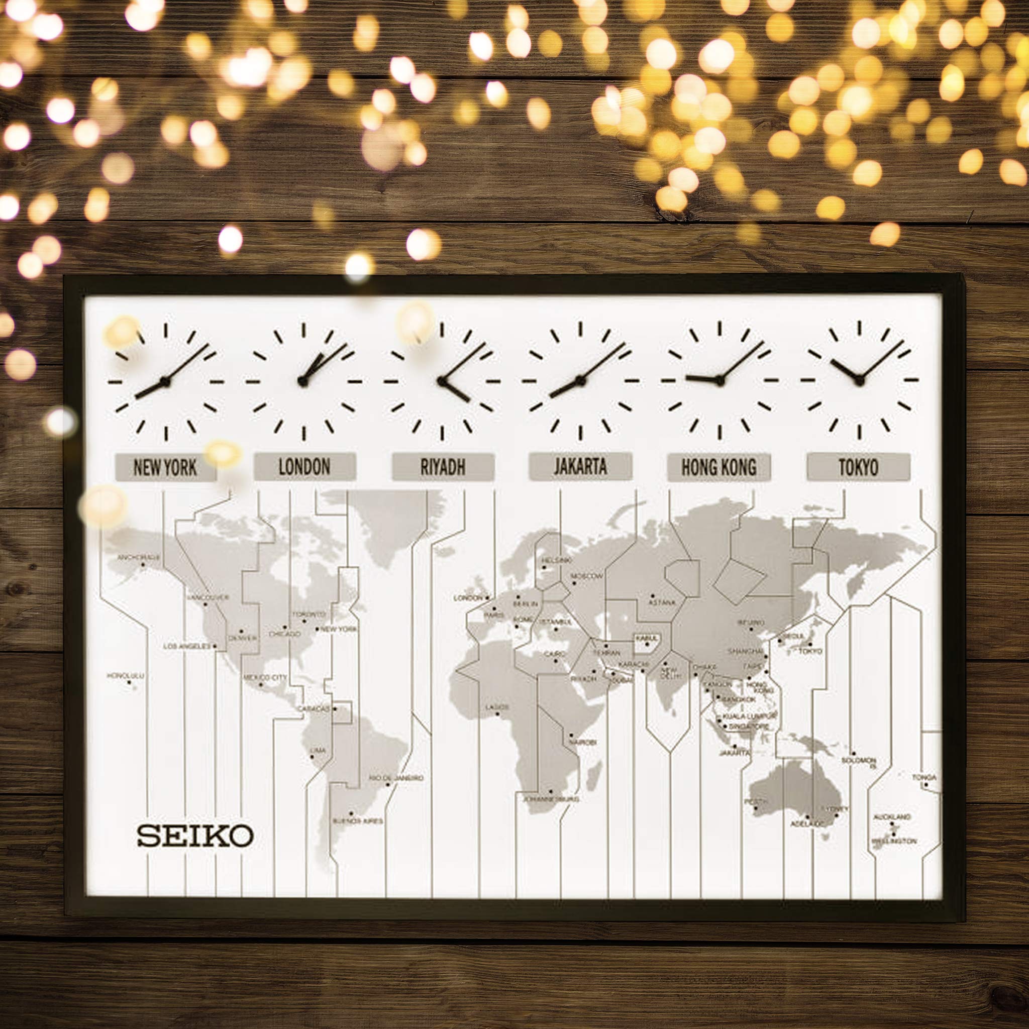 SEIKO 24 Inch Classic Six City World Time Wall Clock