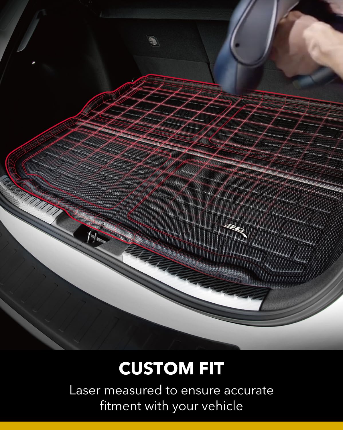 3D MAXpider Custom Fit Kagu Cross Fold Cargo Liner (Black) Compatible with Hyundai Palisade 2020-2025- Behind 2nd Row Cargo Liner