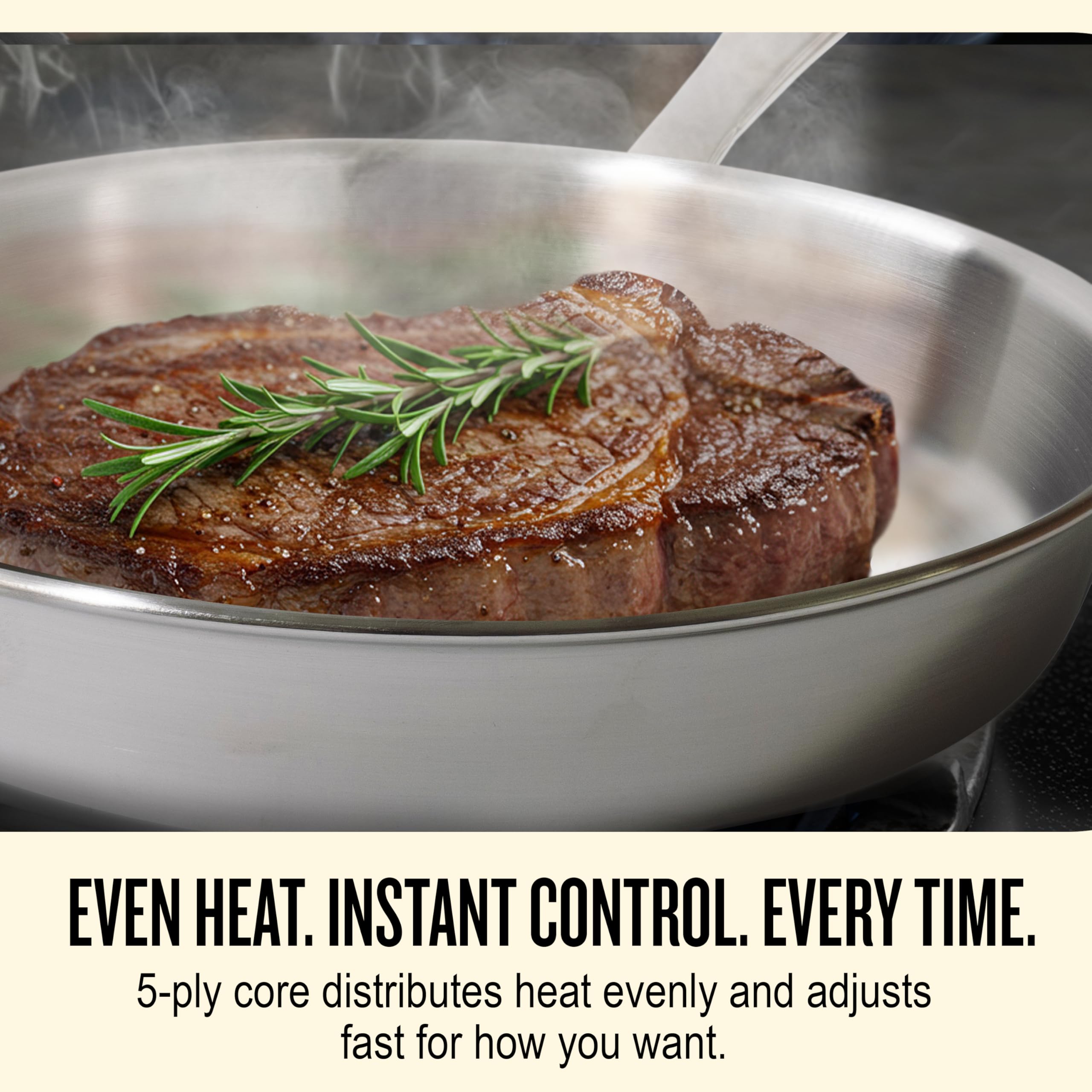 Alva Maestro 5-Ply Stainless Steel Frying Pan 8″ – Non-Toxic, Made without PFAS/PFOA/PTFE – Pro-Level Heat Control for No Hotspots, Induction & Oven Safe, Works on All Stovetops, Perfect Searing