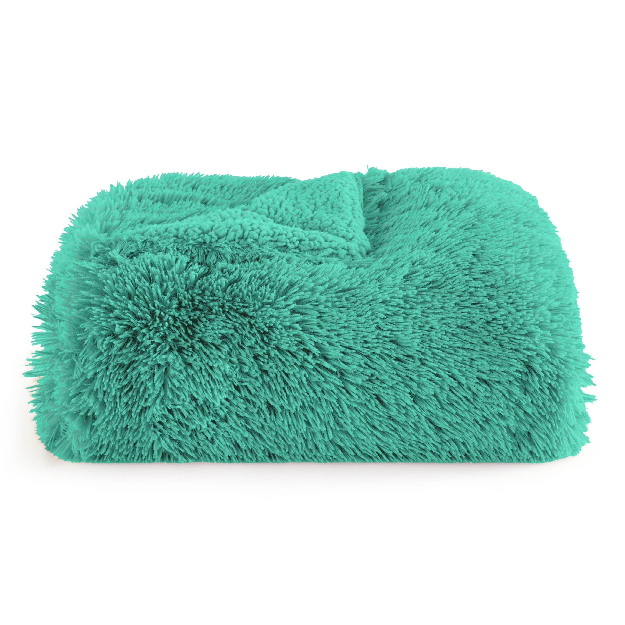 Bedsure Soft Aruba Blue Throw Blanket for Couch, Fluffy Fuzzy Blankets & Throws for Bed, Sofa, Cozy Plush Sherpa Fleece Faux Fur Blanket, Thick Warm Christmas Blanket Gifts for Women, Men, 50x60