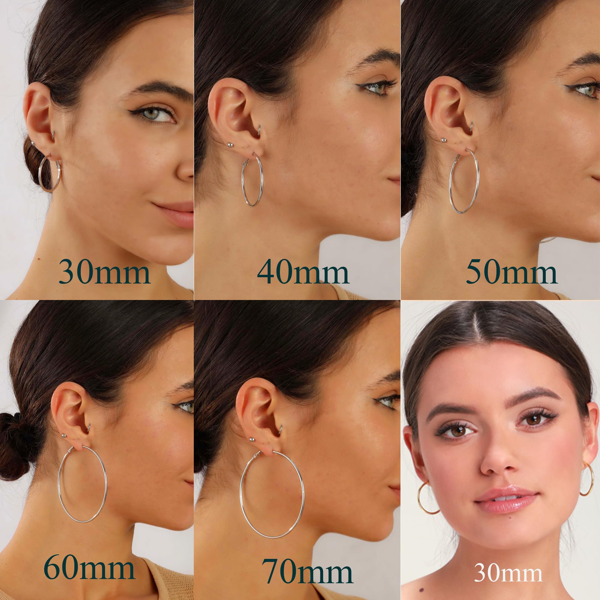 OOOPEL 2mm Sterling Silver Big Hoop Earrings For Women Girls Large Hypoallergenic Circle Endless Thin Hoop Oversize