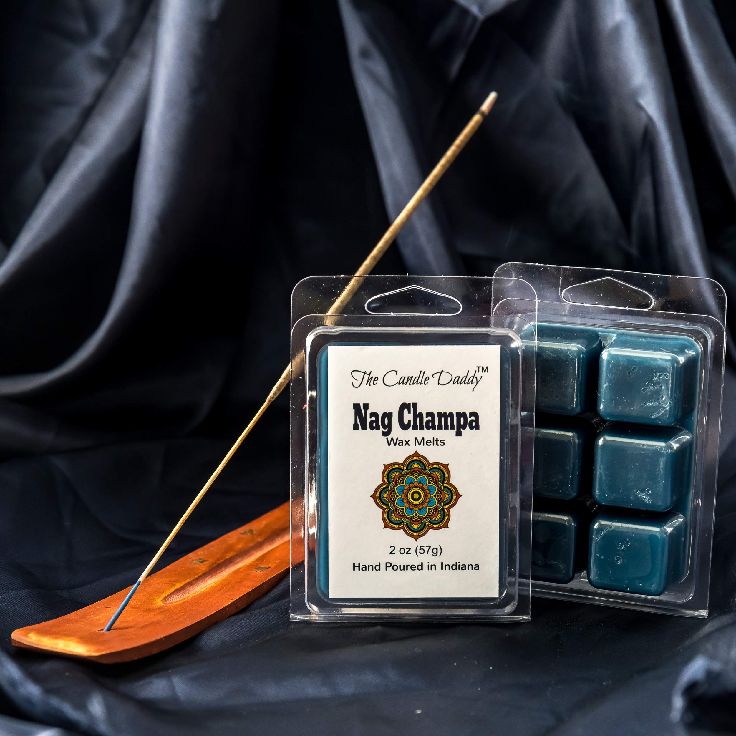 The Candle Daddy Nag Champa Incense Scented Melt- Maximum Scent Wax Cubes/Melts- 1 Pack -2 Ounces- 6 Cubes
