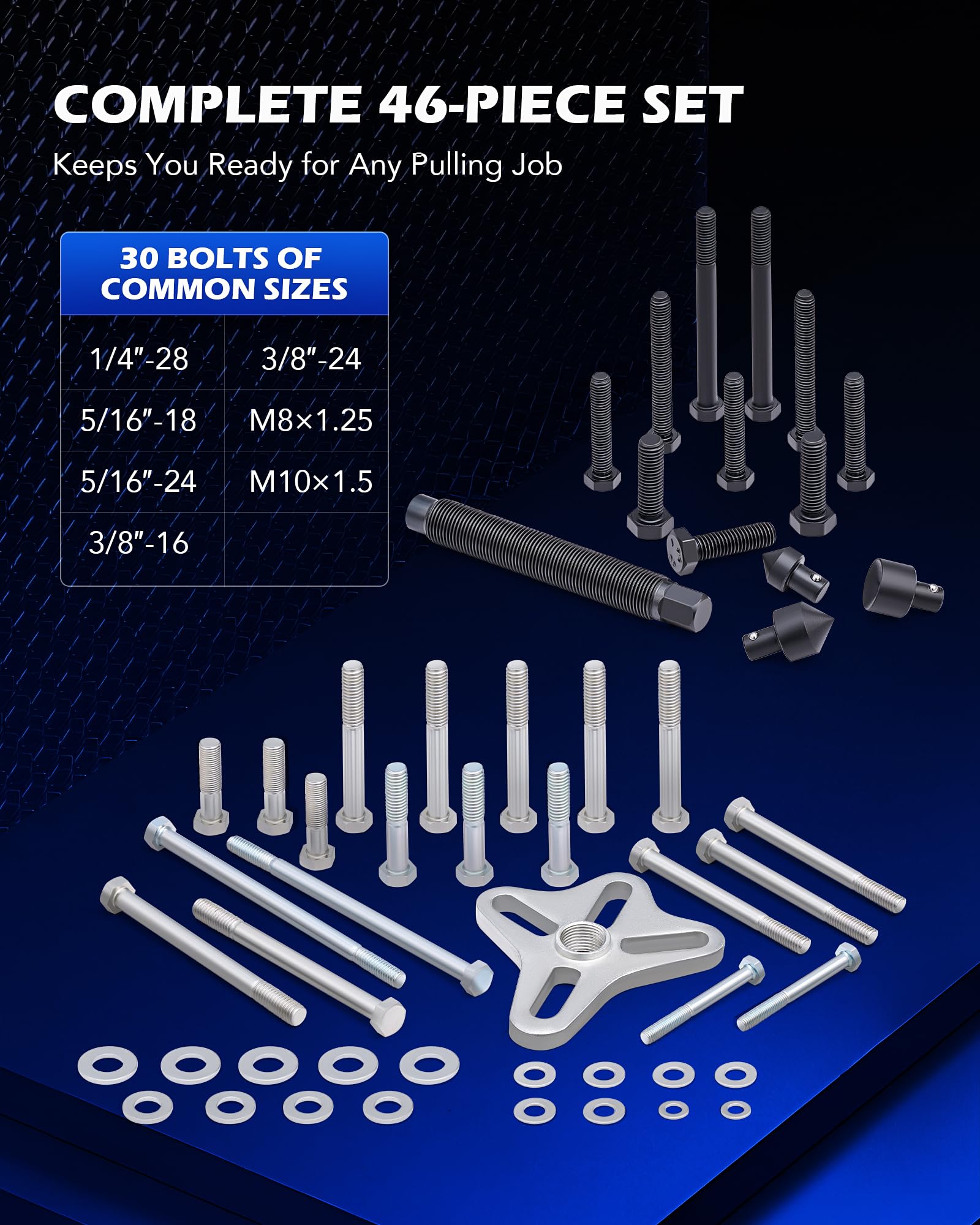 Orion Motor Tech Harmonic Balancer Puller Kit, Power Steering Pulley Puller Installer Tool Set, Automotive Steering Wheel Puller Tool Kit, Flange Type Gear and Crank Puller Set