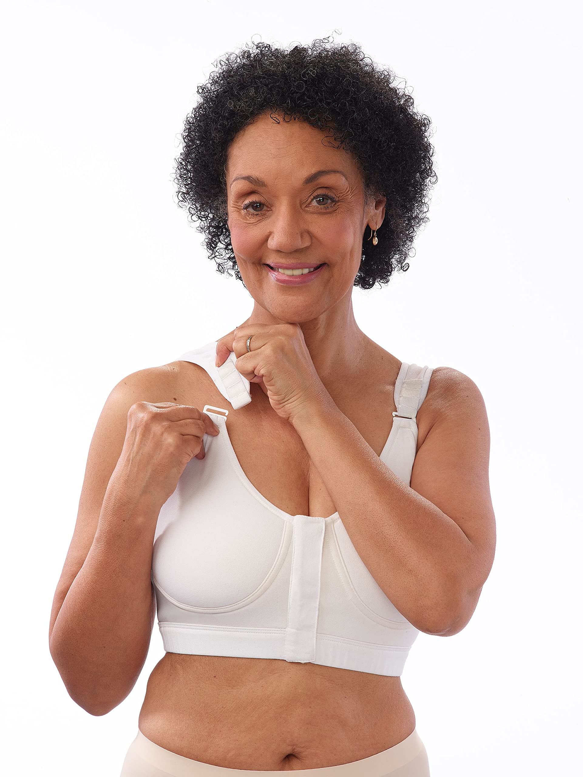 Silverts Front Closure Bras for Older Women, Post Surgery Bras for Women Front Closure, Breast Surgery Recovery Supplies, Comfortable Adaptive Clothing for Elderly - White XL