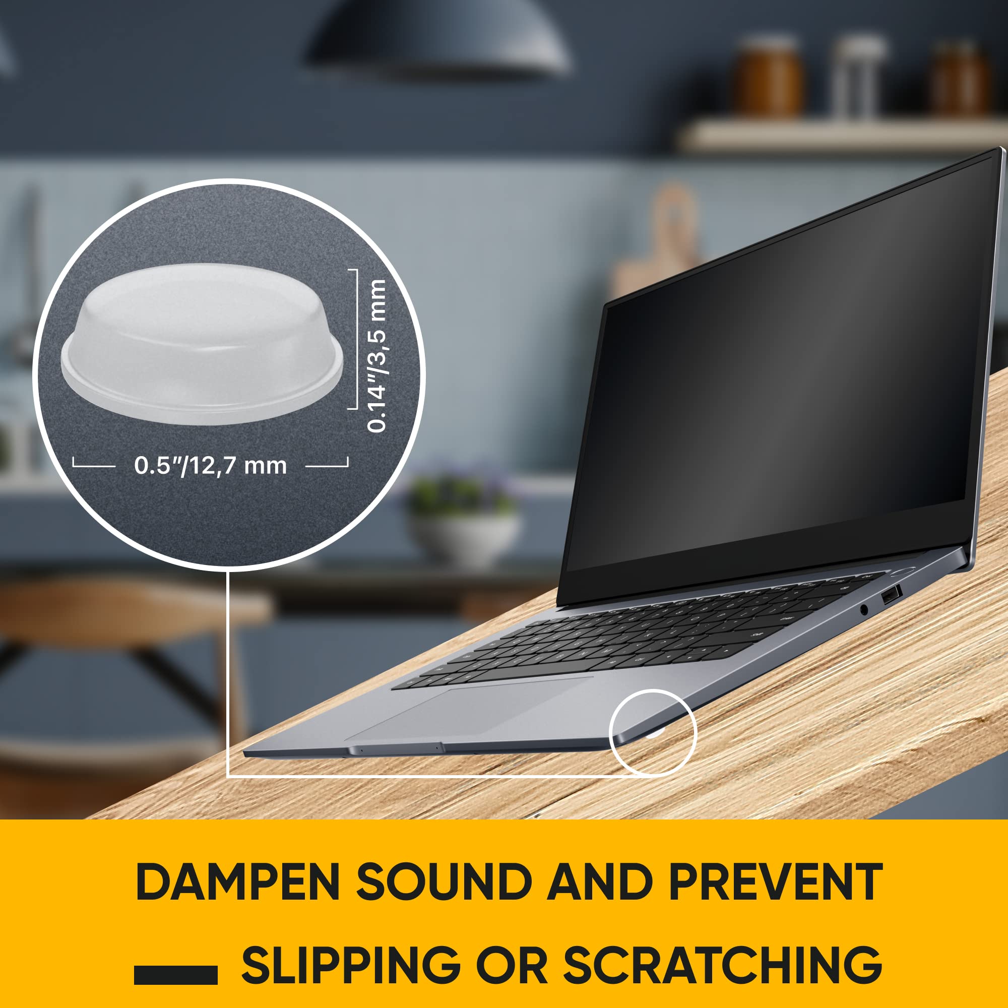 Vellax Cabinet Door Bumpers - Self Adhesive Pads, Cabinet Stoppers, Rubber Bumpers for Drawers, Cupboards, Cutting Boards, Glass Tops, Picture Frames, Kitchen Furniture