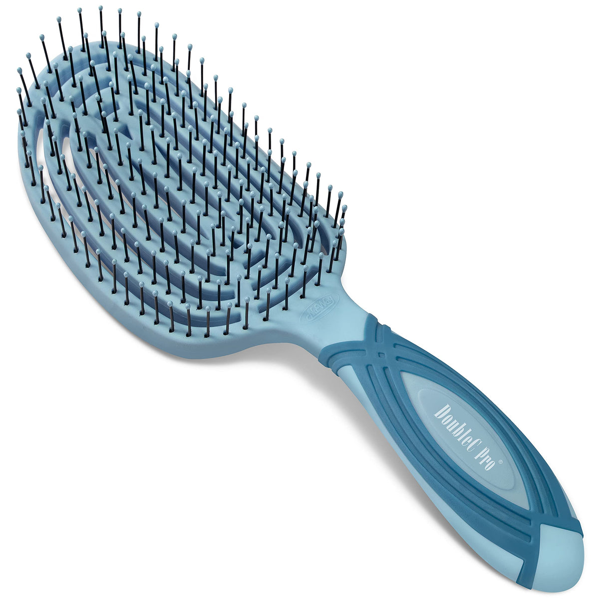 NuWay 4HAIR® DoubleC PRO® U.S. Patented Double Curved Detangling Brush is Hair Dryer Safe (Sea Foam)