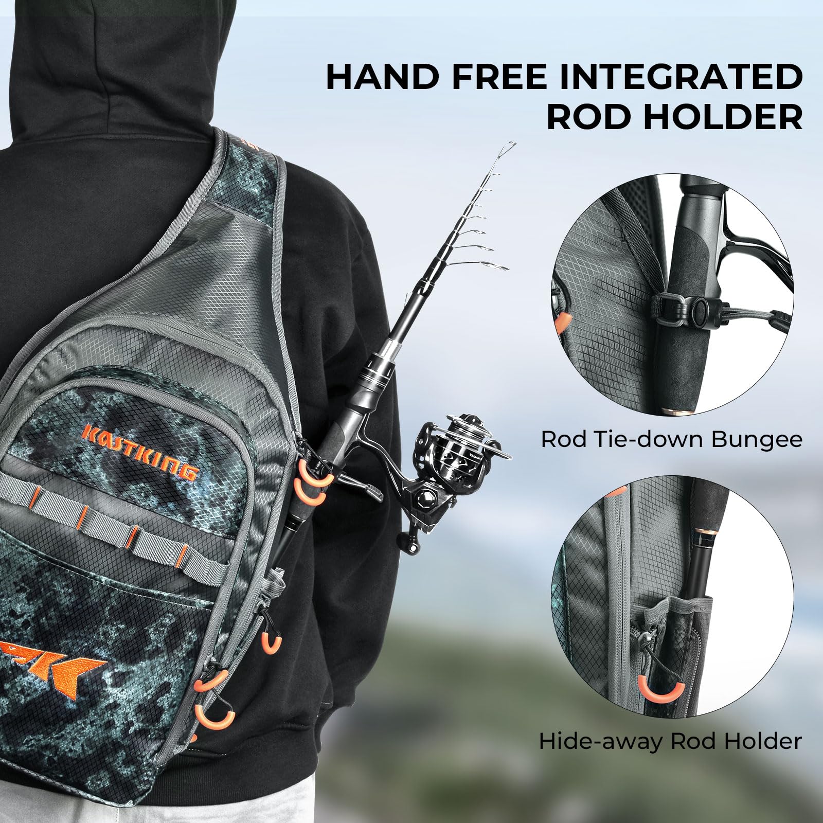 KastKing Pond Hopper Fishing Sling Tackle Storage Bag with (2) Tackle Boxes–Lightweight Sling Fishing Backpack-Sling Tool Bag for Fishing Hiking Hunting Camping,17.7X 12.6X 6 Inches,