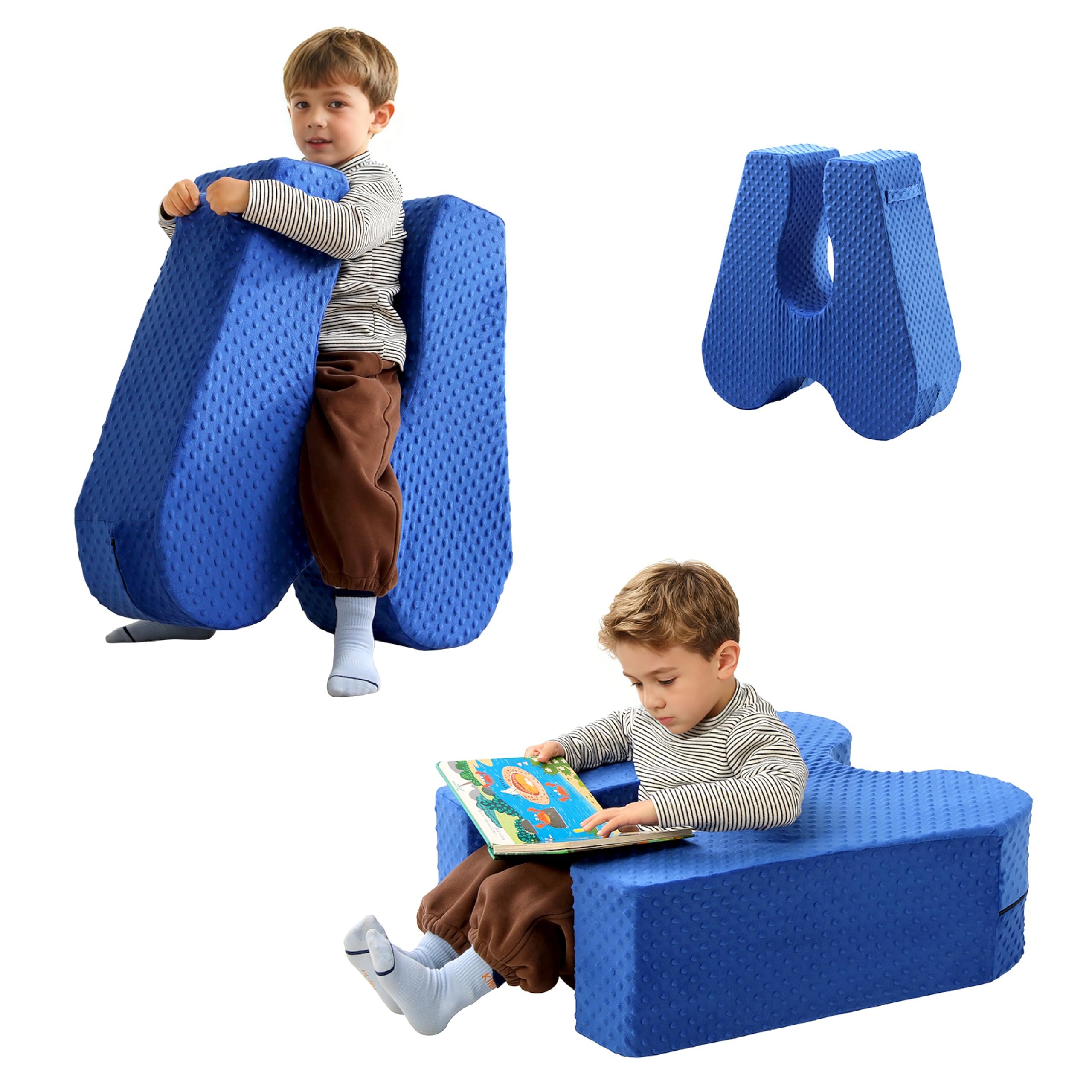 NOVII Sensory Rocker Chair for Kids,Soft Squeeze Sensory Seat,Calming Compression Chair with Sensory Needs for Kids,Washable Cover,Easy to Move with Handle,Suitable for Sensory Rooms, (Sky Blue)