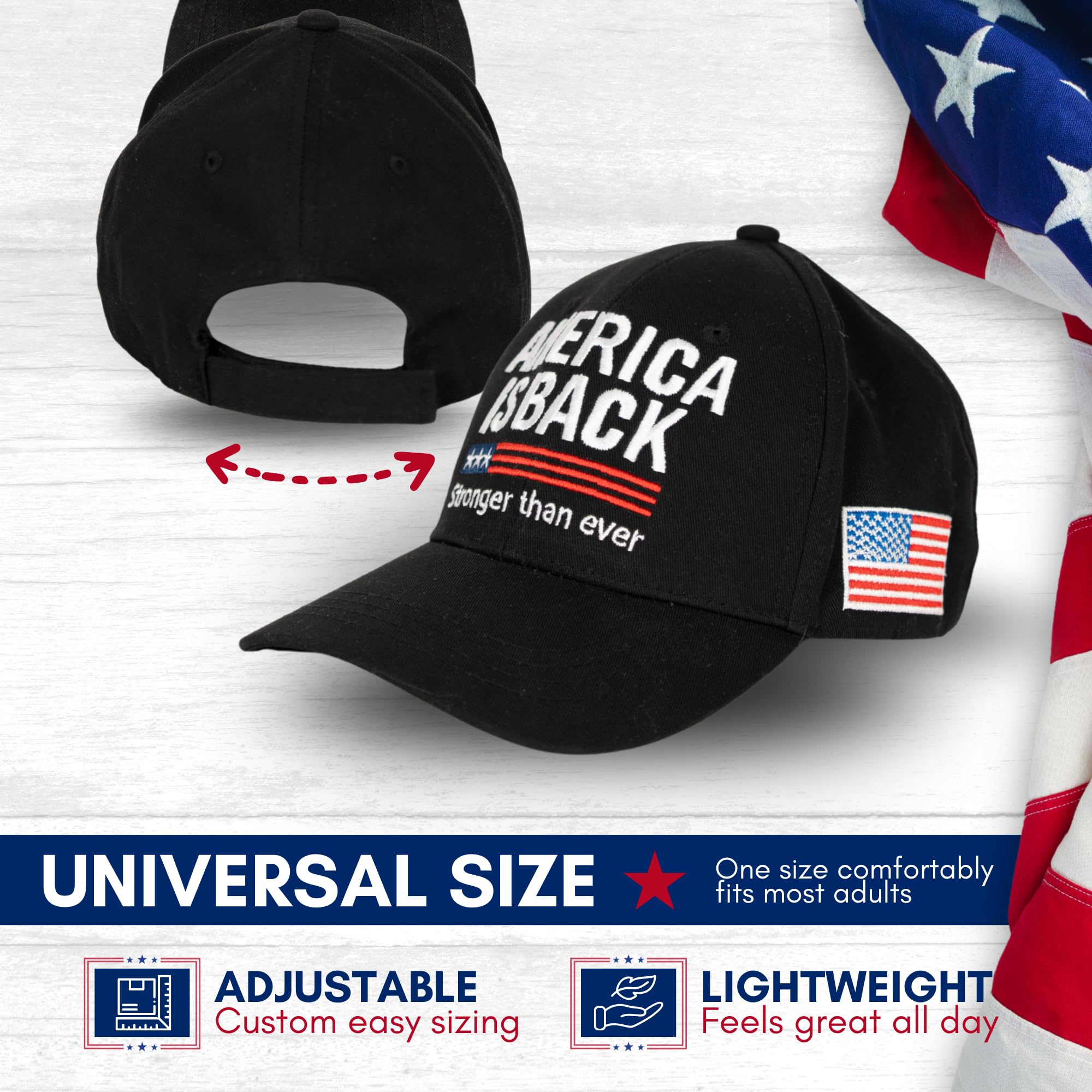 Zadin American Flag Hat for Men Women, USA Hats Baseball Cap, Patriotic Caps Outfit Accessories, Trucker Apparel Black