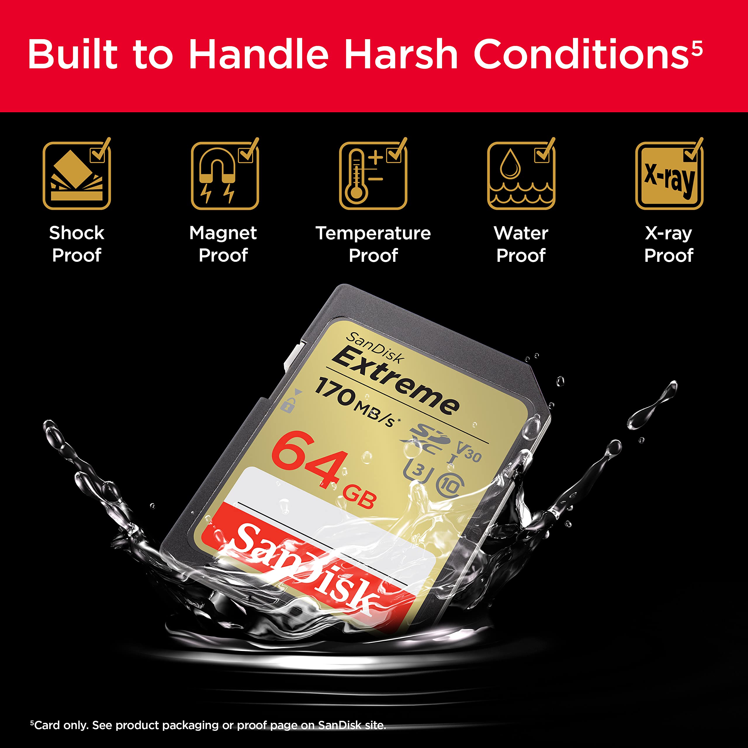 SANDISK 64GB Extreme SDXC UHS-I Memory Card - C10, U3, V30, 4K, UHD, SD Card - SDSDXV2-064G-GNCIN
