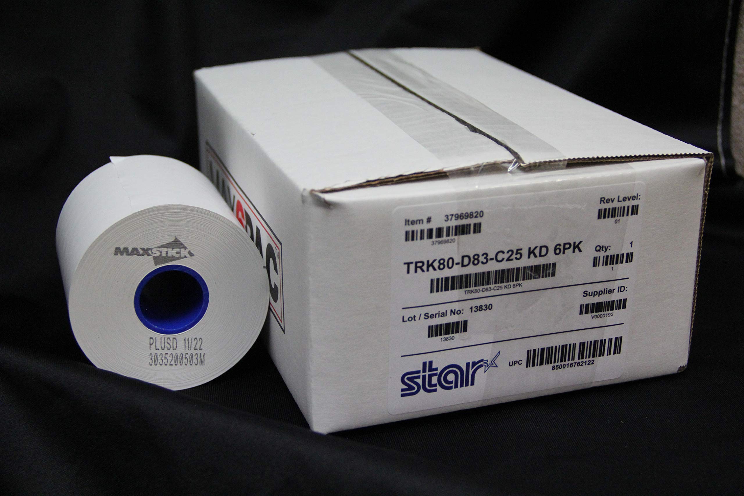 Star Micronics TRK80 3-inch (80mm) Sticky Thermal Paper Rolls, 6 Pack - Compatible with TSP650IISK