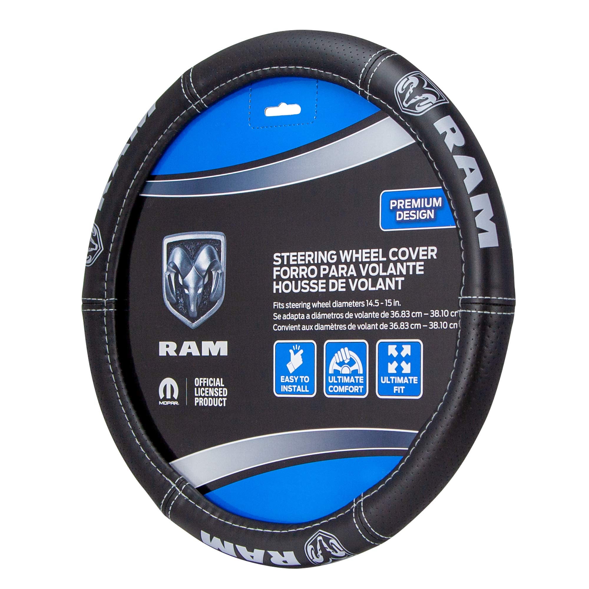 Plasticolor 006697R25 Ram Deluxe Elite Steering Wheel Cover - Gray Logo