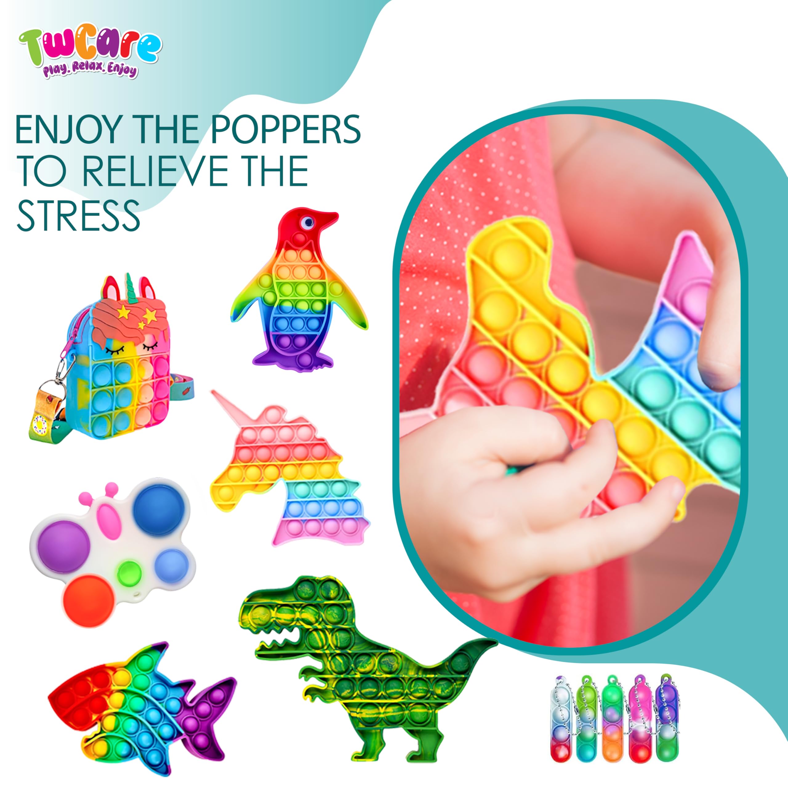 120 Pcs Fidget Toys Pack, Pop Sensory Party Favors Set Gifts for Kids Adults Boy Girl Stocking Stuffers Autistic Bulk Goodie Bag Filler Treasure Box Classroom Prizes School