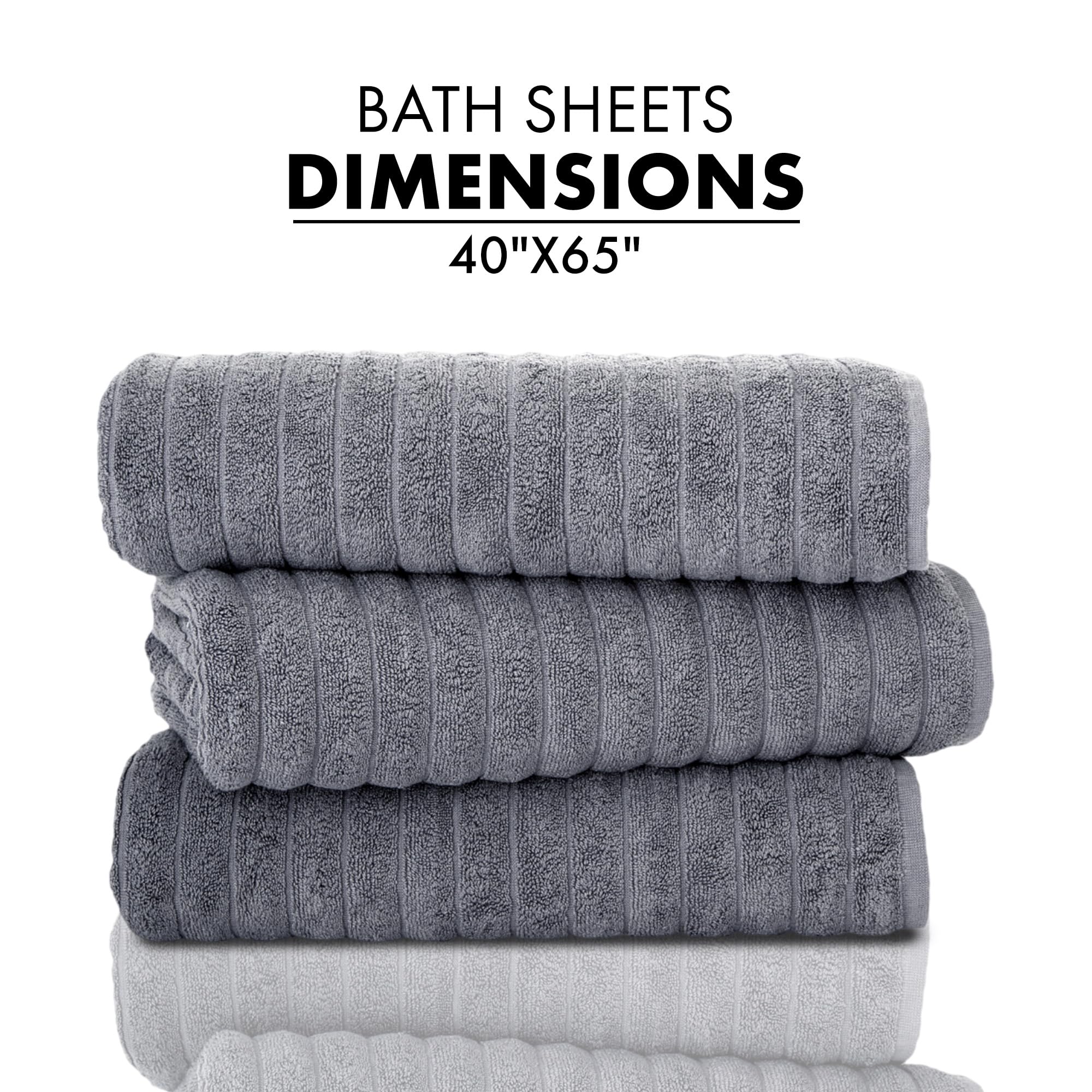 Classic Turkish Towels CTT - Luxury Jumbo Bath Sheet 3 Piece, 100% Turkish Cotton, Absorbent & Ultra Comfy Bath Towel Sheets for Hotels & Spa | 40"x65" (Grey)