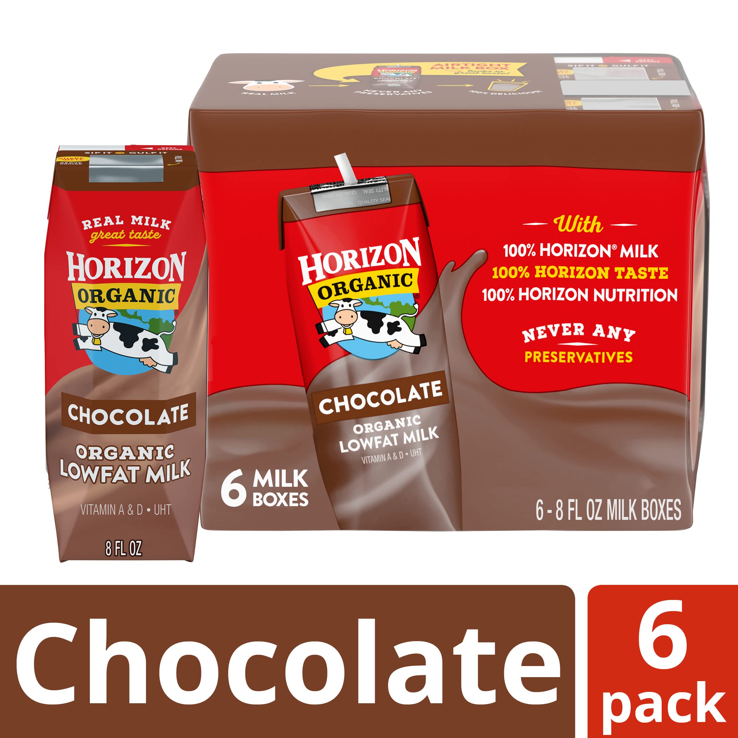 Horizon Organic, 1% Low Fat Milk, Chocolate, 6pk, 8oz