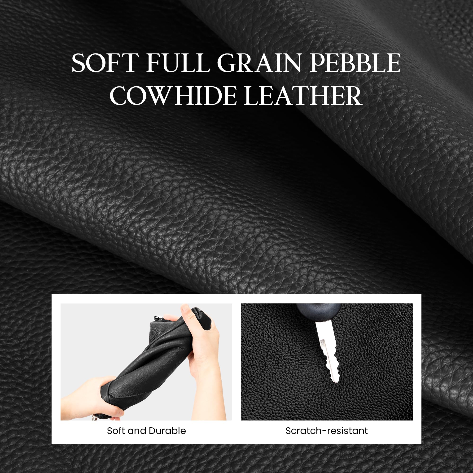 befen Genuine Leather Wristlet Wallets for Women Black Clutch Purse RFID Blocking Small Crossbody Bags Soft Real Leather Purse Trendy Wrist Wallet Travel Women Shoulder Handbag with 2 Removable Straps