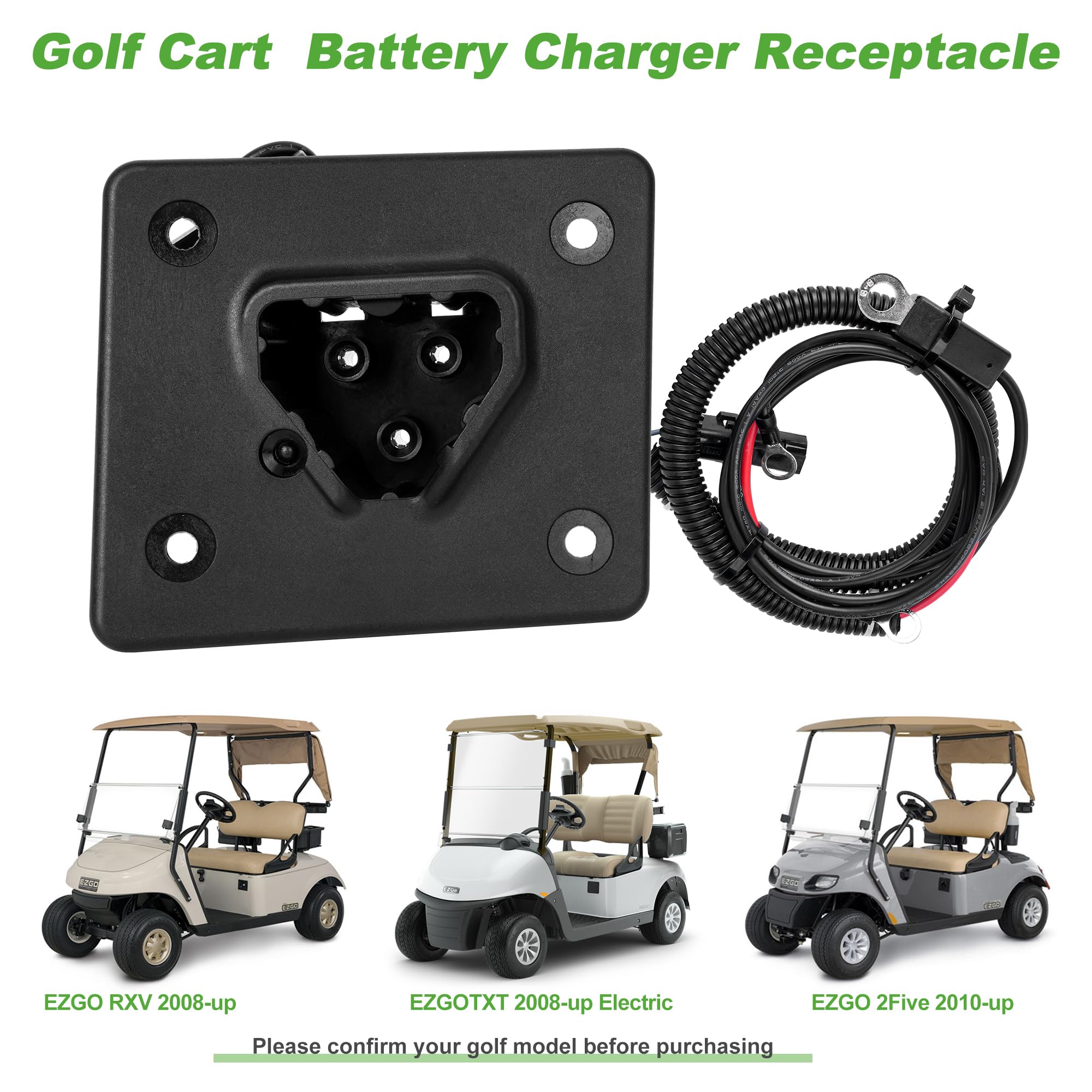 Golf Cart 48V Battery Charger Receptacle or Plug for EZGO RXV & TXT 2008-up Electric, EZGO 2Five 2010-up Delta-Q Charging Receptacle OEM# 602529