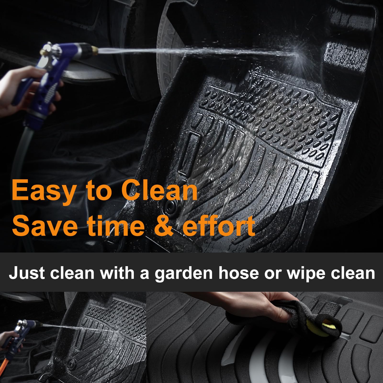 Binmotor-All Weather Floor Mats for Hyundai Santa Fe Hybrid 2021 2022 2023/Plug-In Hybrid 2022 2023, 1st & 2nd Row Full Set, Heavy Duty Car Floor Liners-Black Santa Fe Hybrid