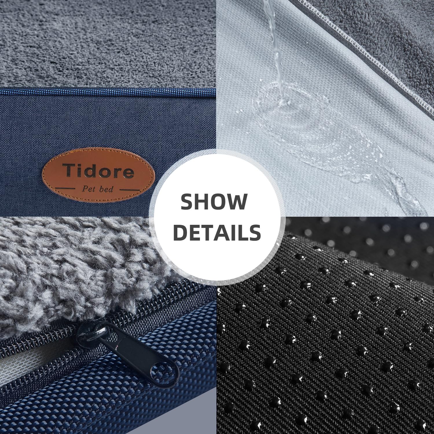 Tidore Orthopedic Dog Beds for Small Dogs, Durable Egg Crate Foam Sofa Dog Bed wit Washable Removable Cover,Waterproof Lining and Nonskid Bottom,Pet Bed for Medium Dogs (Navy Blue, Medium)