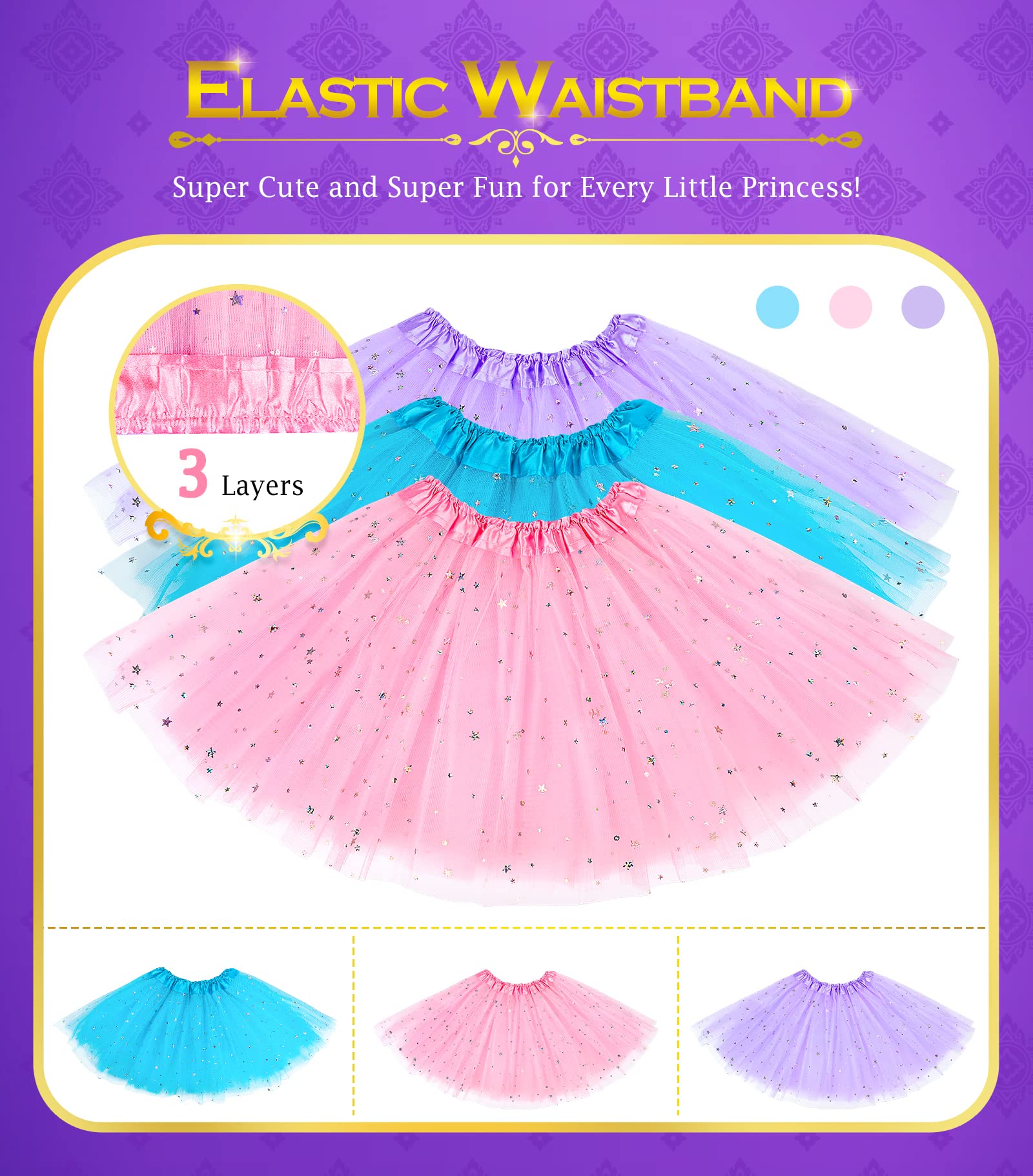 BIBUTY Princess Dress Up Shoes , Dress Up Clothes Pretend Play Costumes-3 Sets of Princess Shoes, Dresses and Crowns, Princess Accessory Toys for 3-6 yr Girl Birthday Gifts