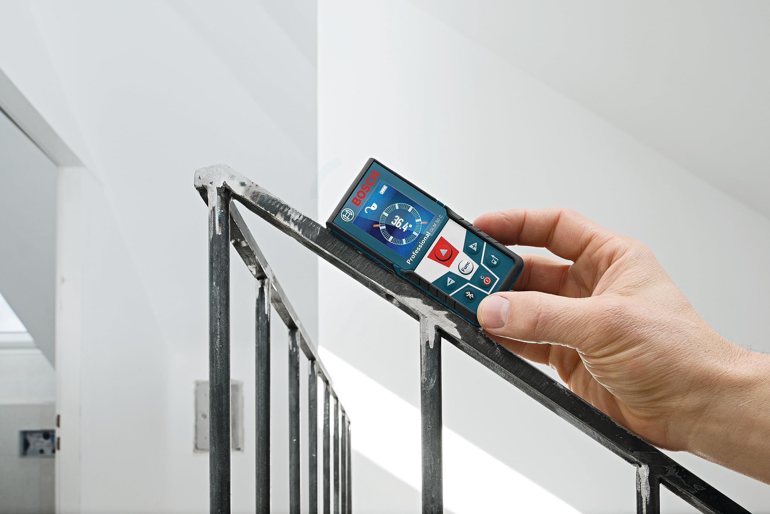 BOSCH GLM 50 C 165 Ft Laser Distance Measure, Includes 2 AAA Batteries, Hand Strap, Target Cards, & Pouch