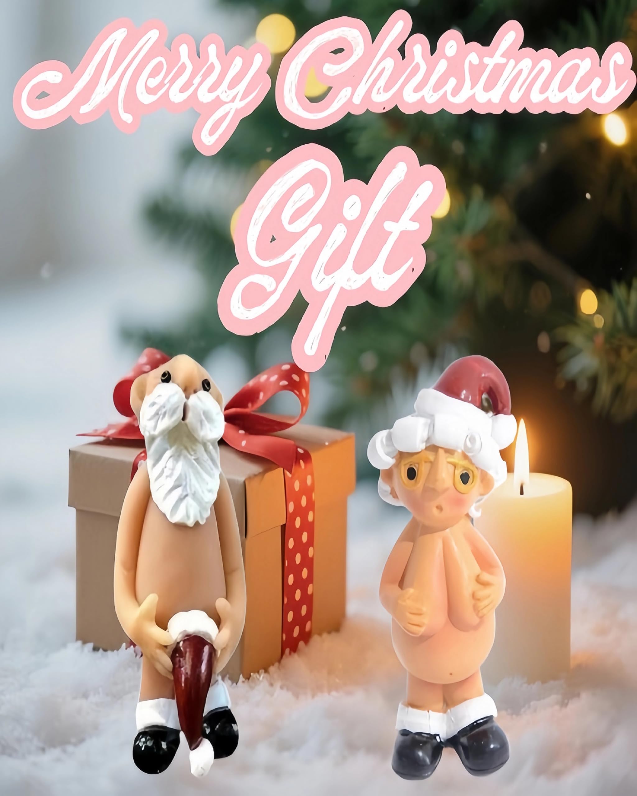 2-Pack Funny Santa Claus Christmas Ornaments, Suitable for Ornaments in car, Bag, Keychain, Home Party Decoration, Unique Gift