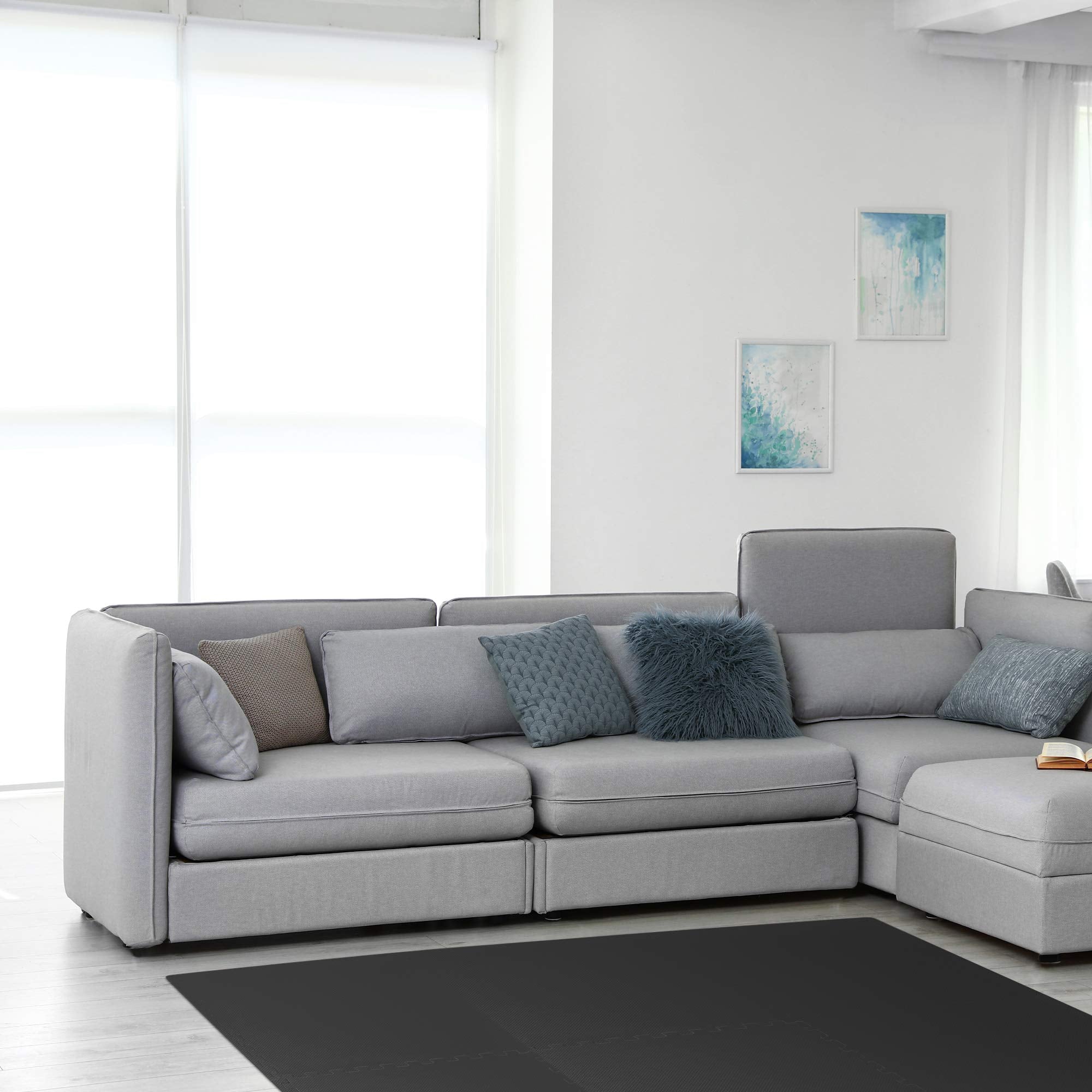 We Sell Mats 1/2 Inch Thickness Multipurpose EVA Foam Floor Tiles, Interlocking Floor Mat for Indoor Gym and Home Use, 24 in x 24 in, Black