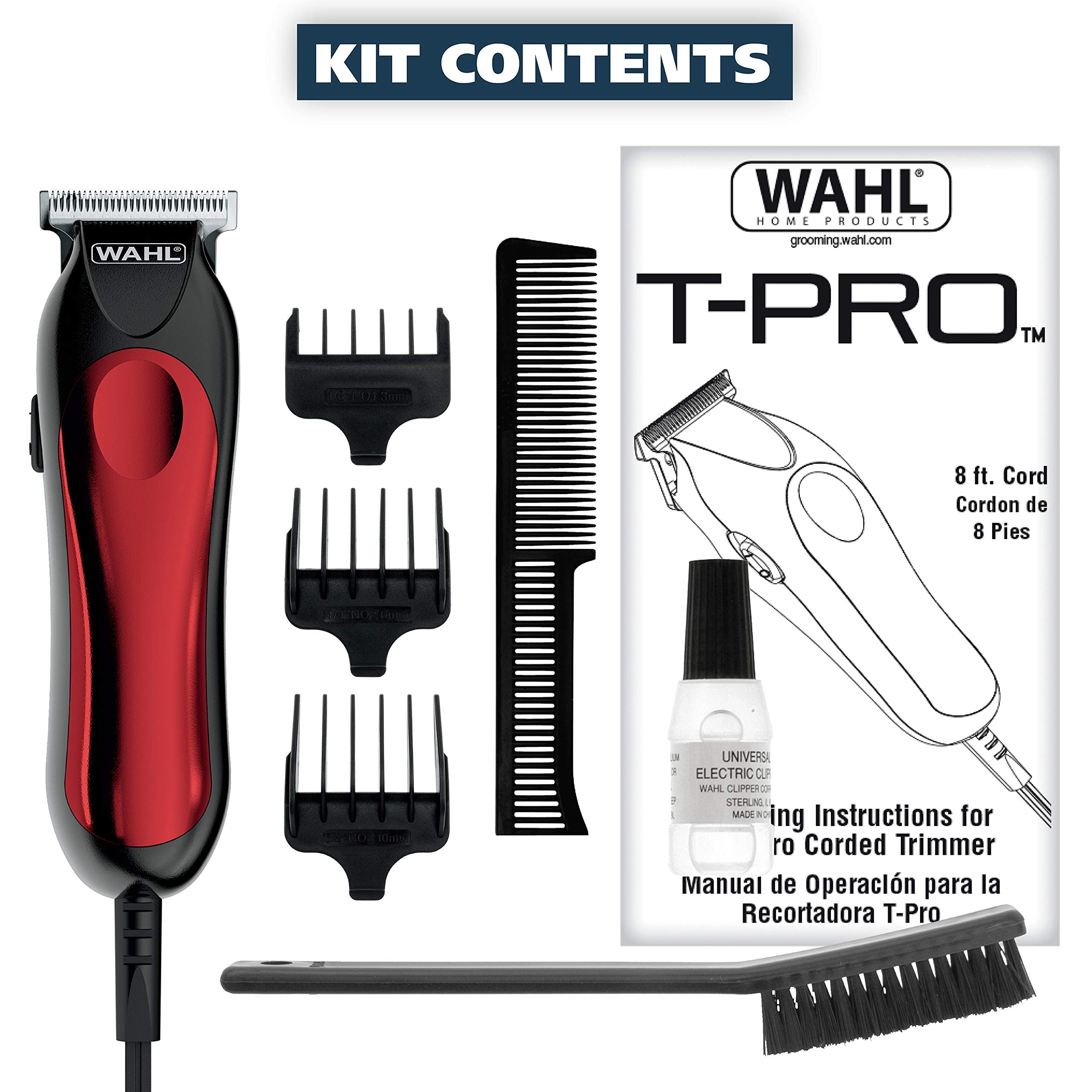 Wahl T-Pro Corded Compact Men's Beard Trimmer with Diamond Finished T Blade for Bump Free Precision Outlining, Detailing, and Trimming - Model 9307-300