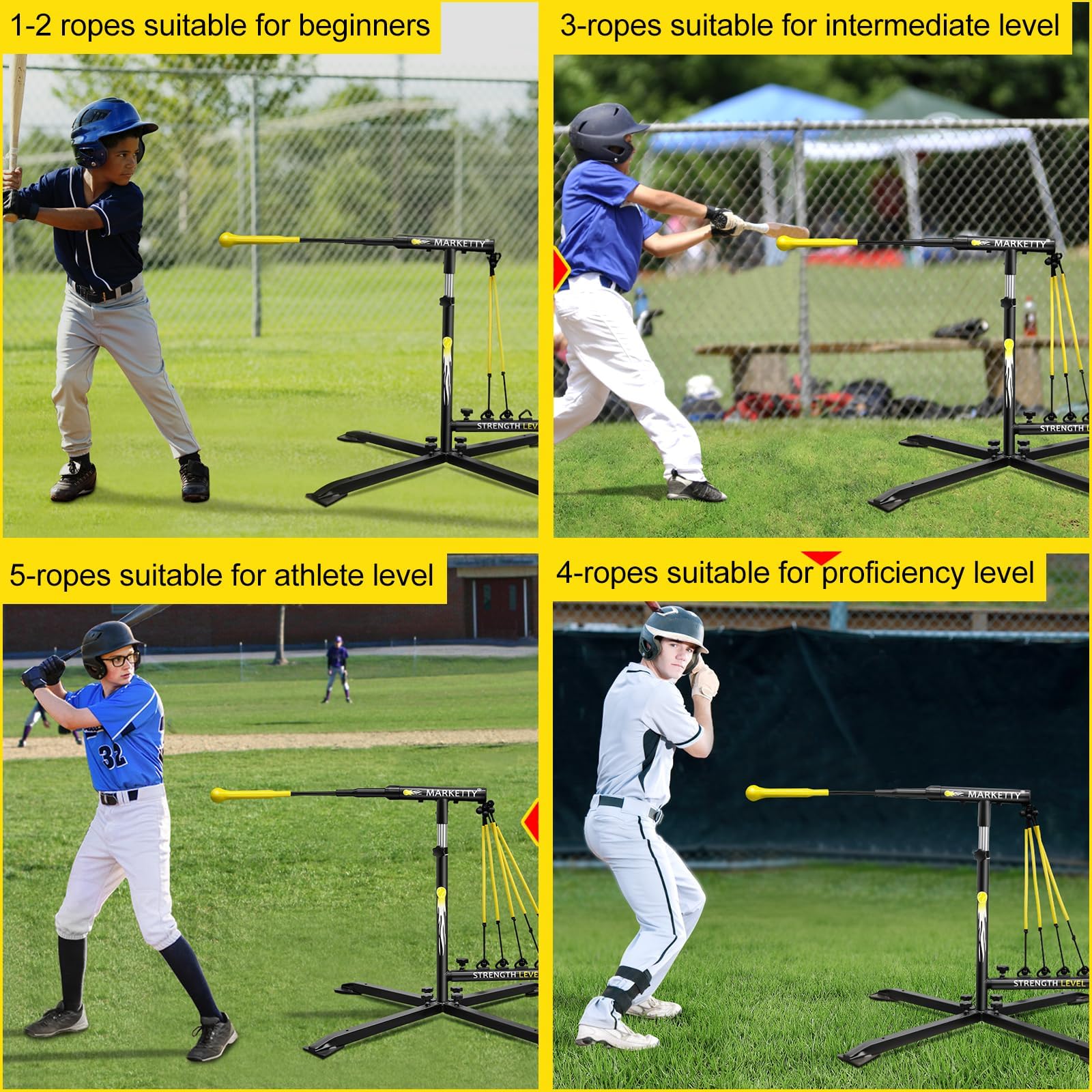 Baseball/Softball Swing Trainer Aid - Baseball Training Equipment, Upgraded Level 5 Elasticity Baseball/Softball Accessories - Equipment for Batting and Hitting, Premium Portable Batting Trainer Aid