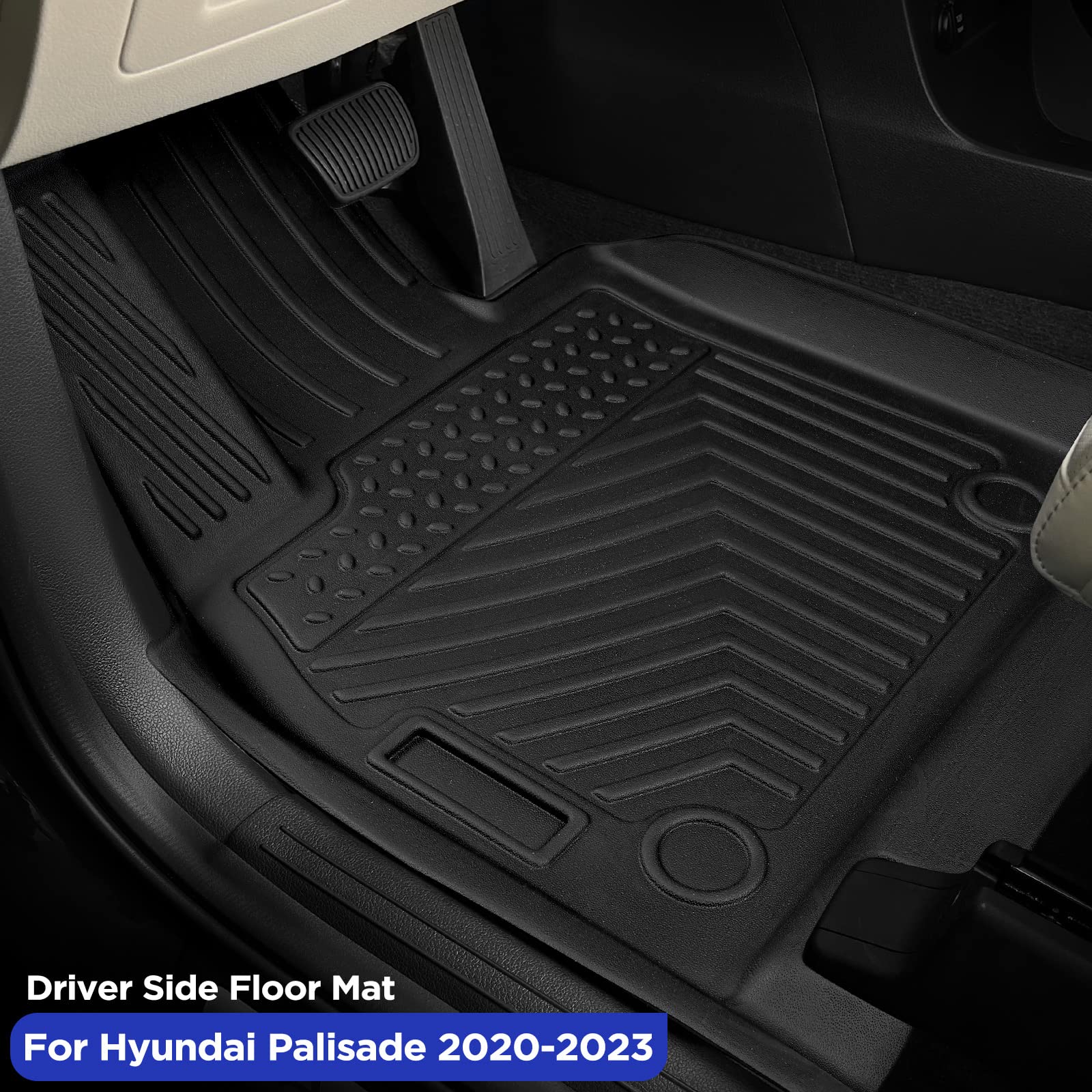 BAMACAR for Hyundai Palisade Floor Mats 2024 2023 2022 2021 2020(Bench Seat) All Weather Full Set for Hyundai Palisade Floor Mats 2024 2023 2022 2021 2020 Hyundai Palisade Accessories 2024 2023