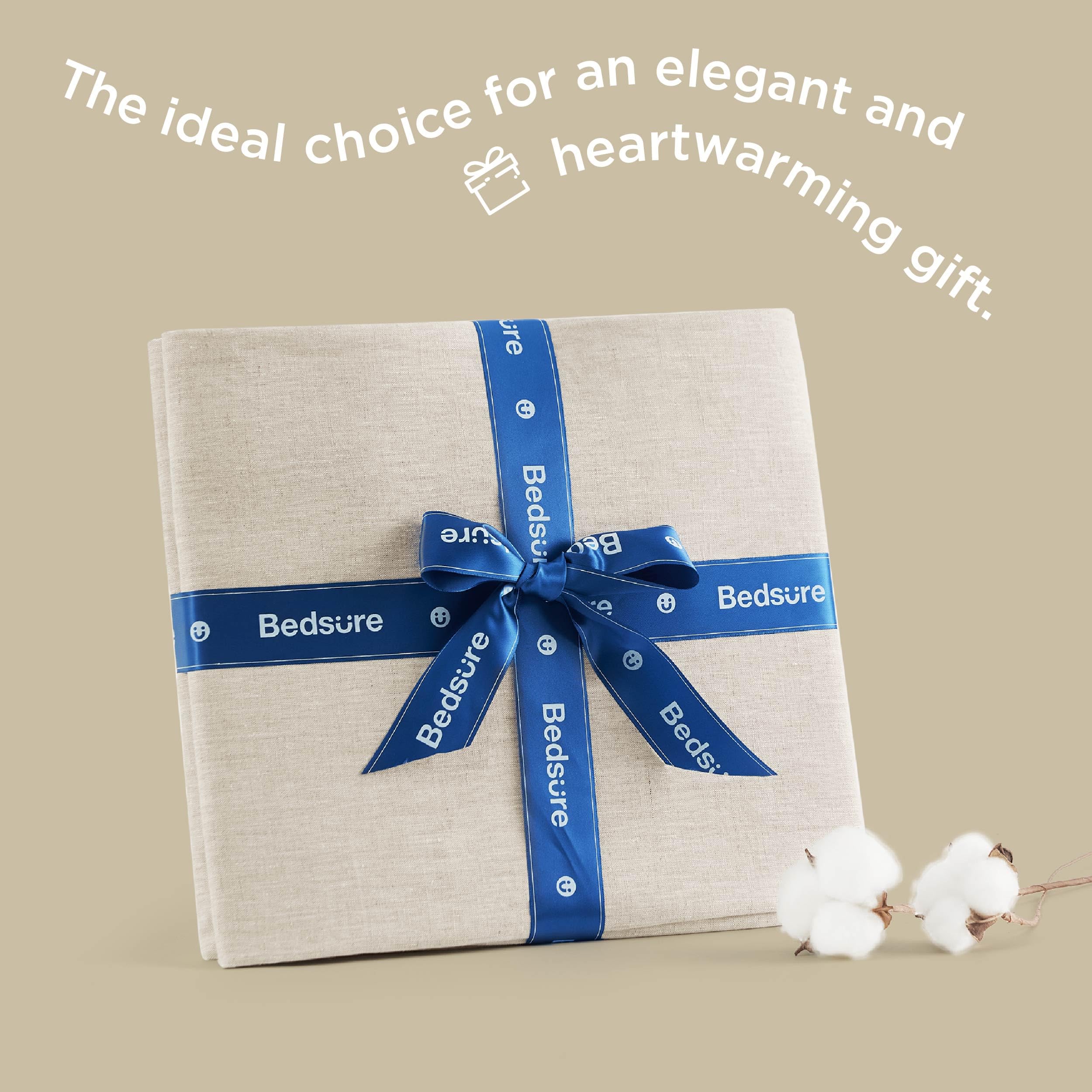 Bedsure Linen Sheets - Linen Bedsheets Queen Size Bed, Blend from Linen Cotton Sheets, Breathable & Soft Cotton Bedsheets, Gifts for All Seasons, 4 Pieces, Tannish Linen