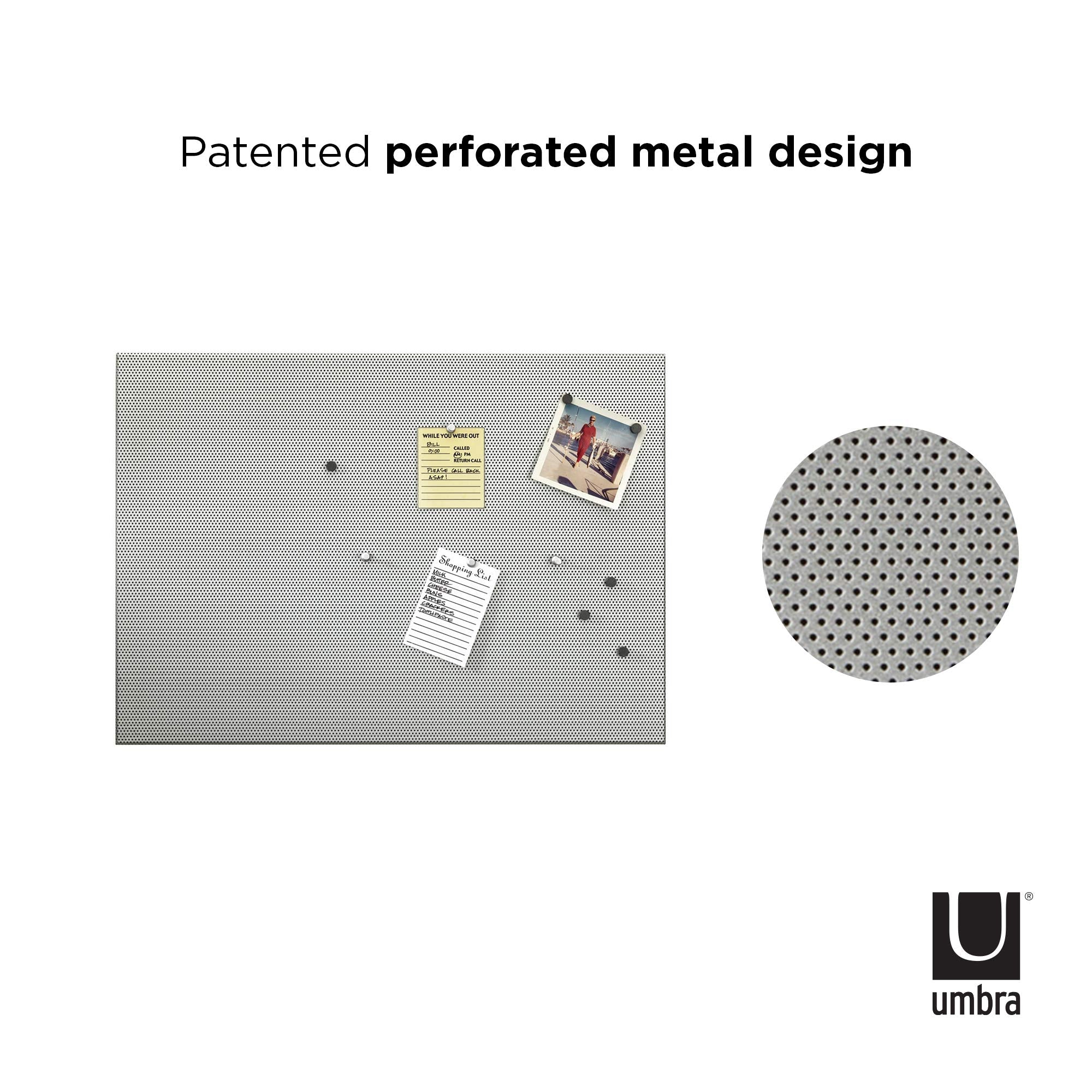 Umbra Bulletboard – Cork Board, Bulletin Board and Magnetic Board for walls – Modern Look with Dual Surface Design – Includes 12 Pushpins and 12 Magnets, 21x15 Inches