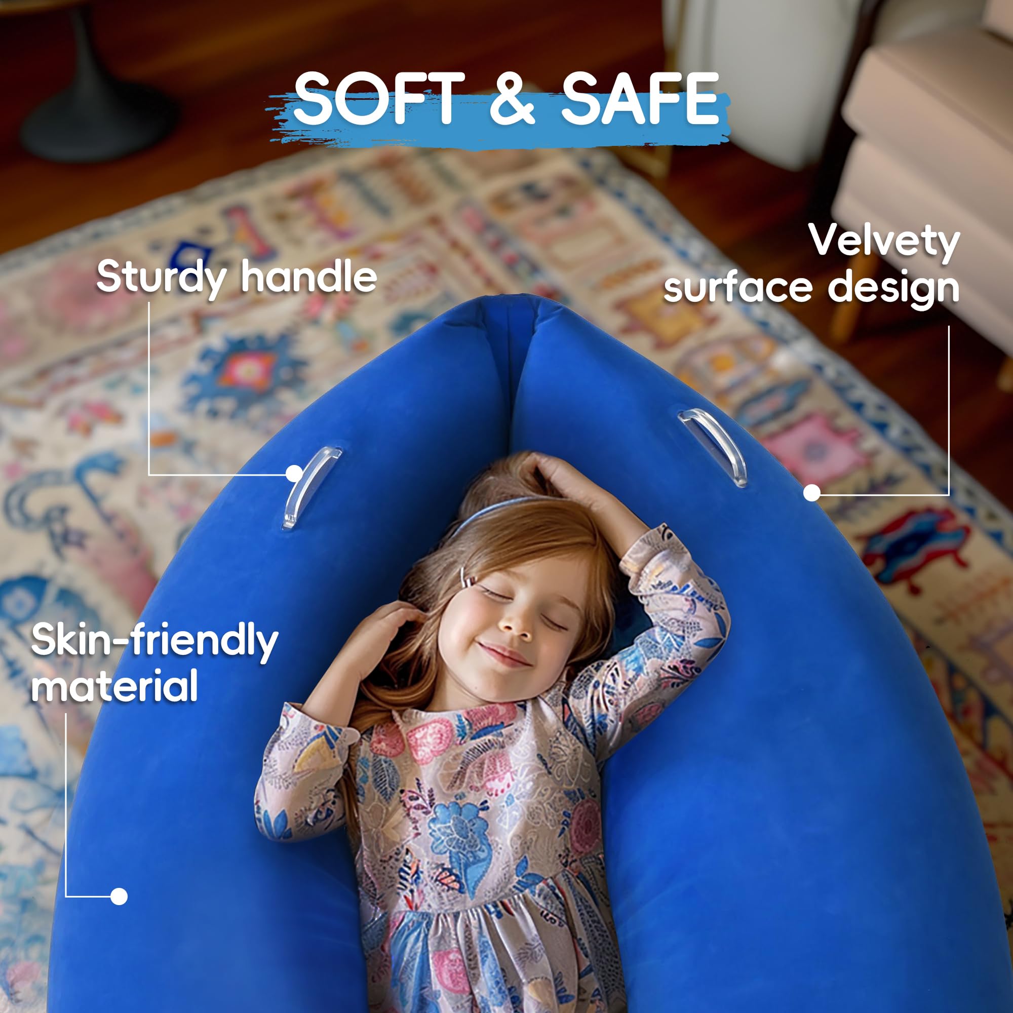 OUTREE Upgraded Sensory Chair for Kids — 60" Sensory Pod Inflatable Peapod for Children, Includes Electric Air Pump,Sensory Toys Giftfor Kids with Autism,Blue