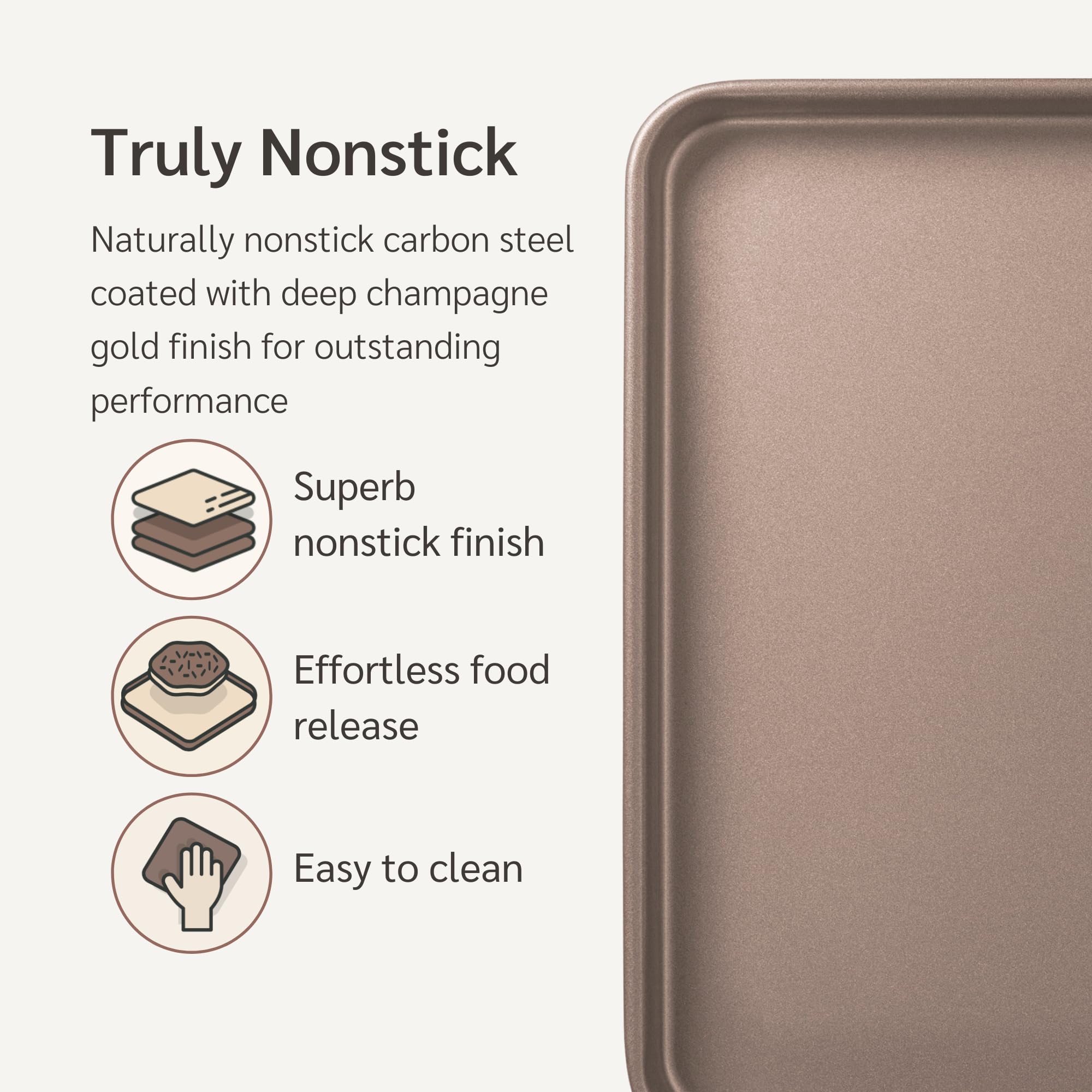 HAPPIELS Nonstick Baking Sheet Set of 2 | PFOA & BPA Free Non Toxic Carbon Steel Cookie Sheets | Best Non Stick Oven Cooking Pans & Jelly Roll Pan | Best Nontoxic Baking Trays 15x10 Inch