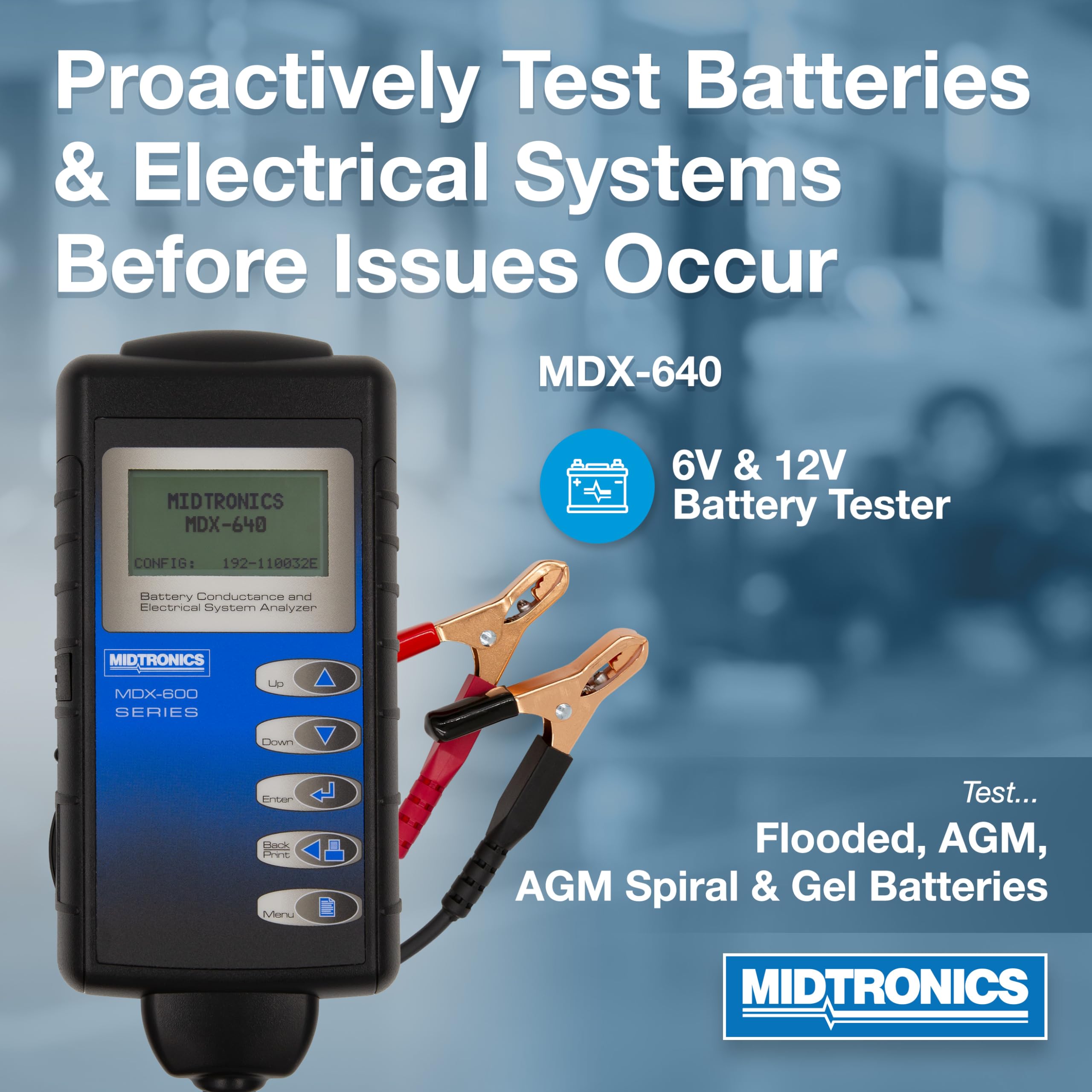 Midtronics - 6V & 12V Digital Battery Conductance & Electrical System Analyzer Battery Tester -MDX 640 - Testing for Automotive, Motorcycle & More