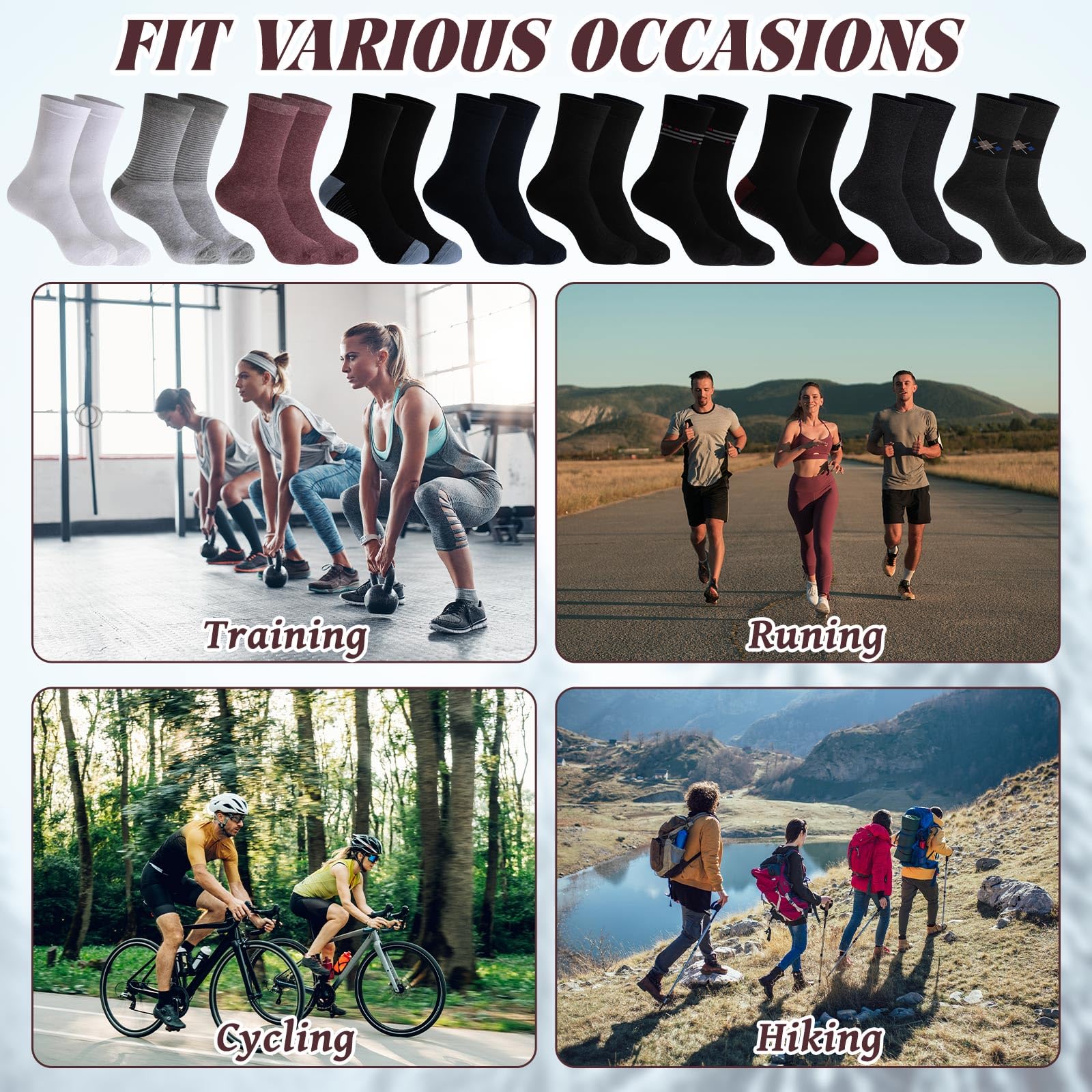 Croloose 120 Pairs Mens Socks Bulk for Homeless Donation Moisture Wicking Socks Athletic Casual Winter Socks in Bulk for Unisex Adult Homeless