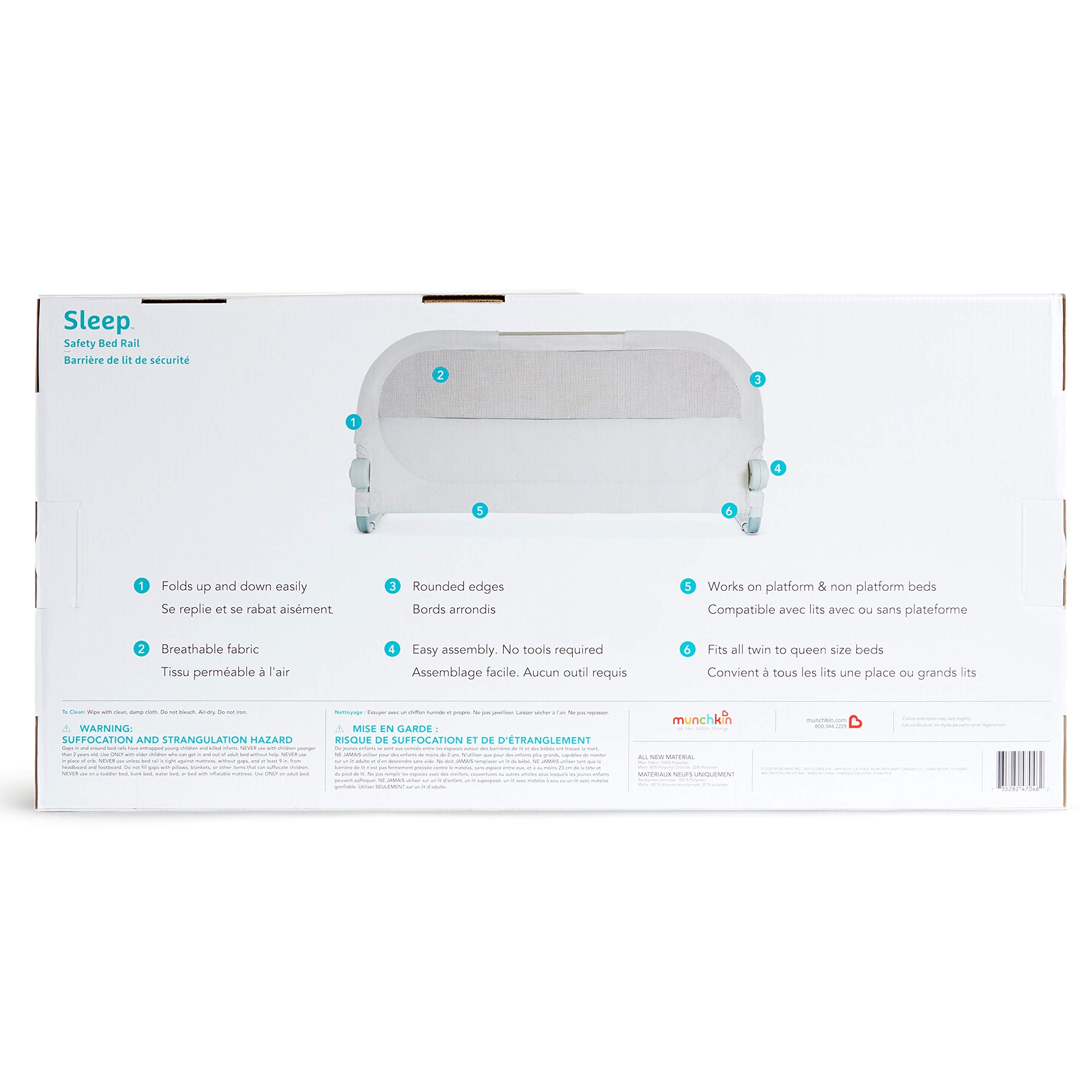 Munchkin® Sleep™ Toddler Bed Rail, Fits Twin, Full and Queen Size Mattresses, Grey