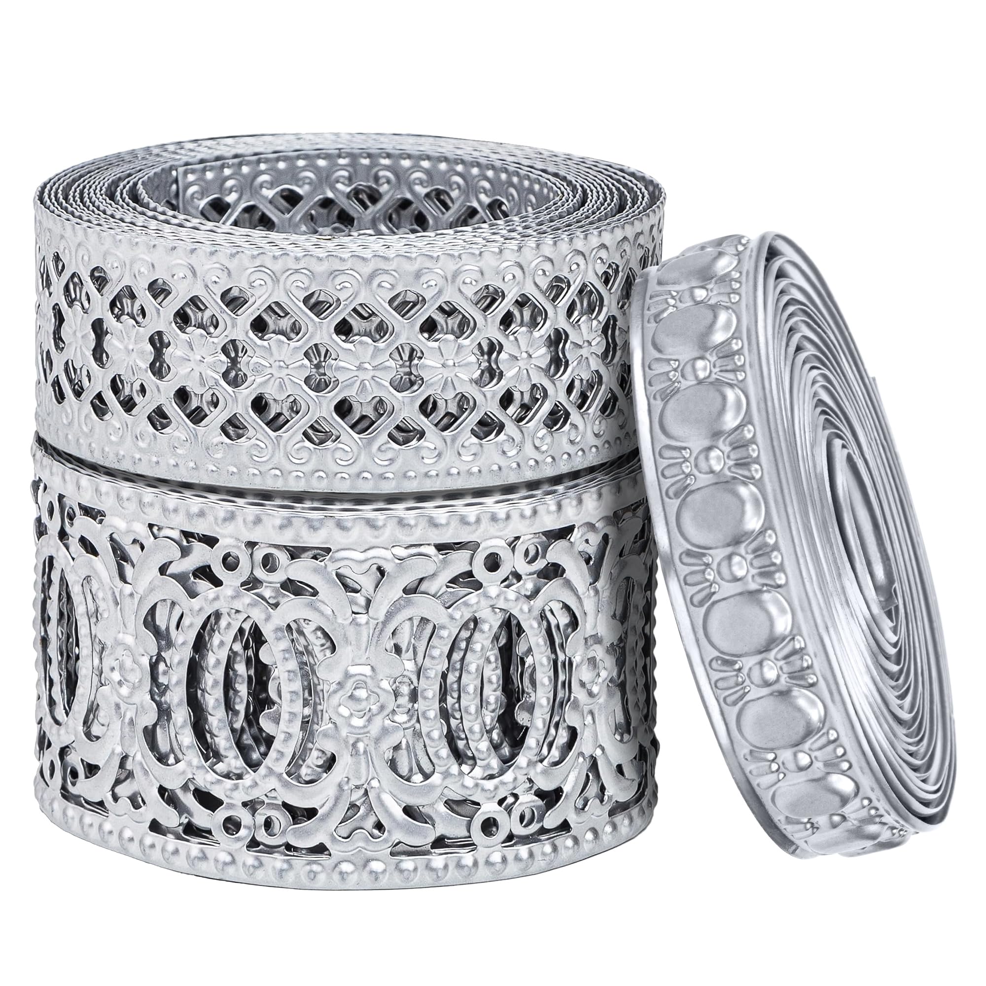 CraftyCrocodile Set of 3 Metal Ribbons for Decor Craft - 2", 0.8" and 1 1/4", 3 Yards Long, Bundle