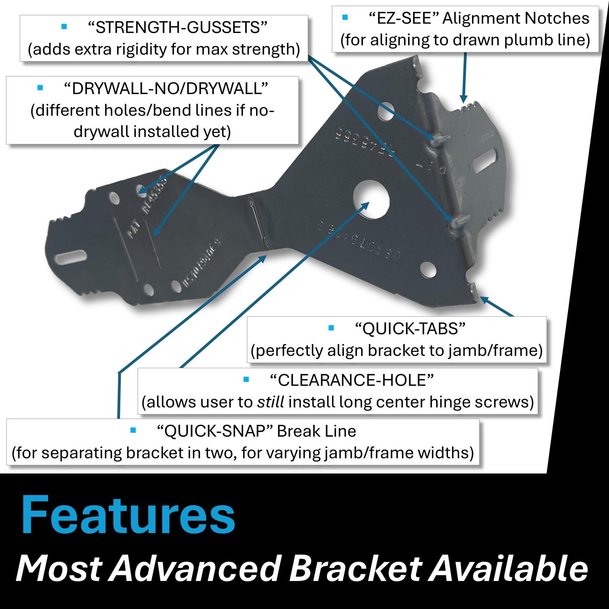 EXPR® Premium Door Install Kit - Max Strength (Secures Both Sides) | Official Door Stud® Bracket