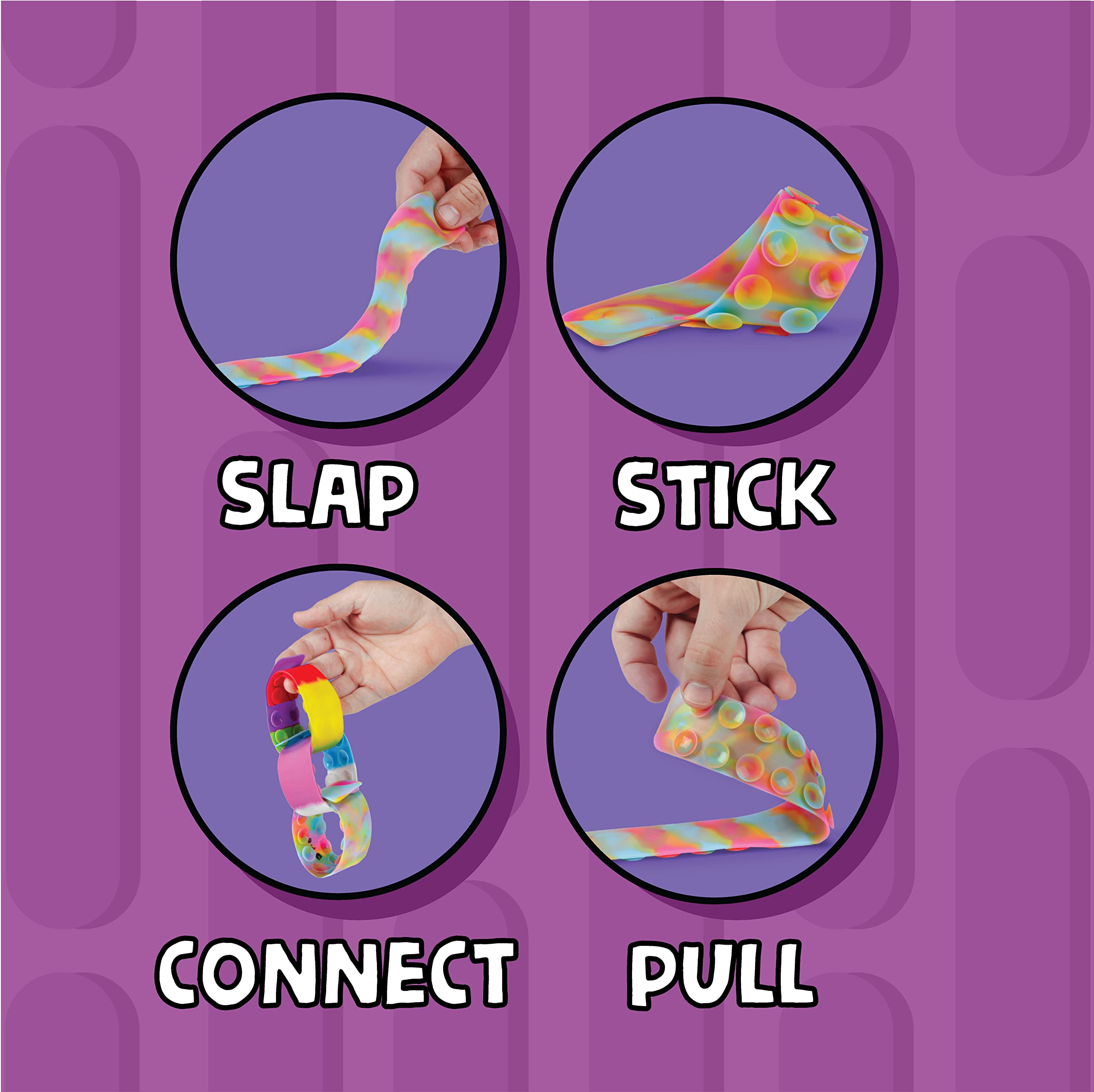 BUNMO Bundles Silly Slappers & Super Sensory Stretchy Strings - Fun Suction Slappers for Wild Fun - Sticky Hands - Monkey Stretch Noodles - Slap Bracelets - Sensory Toys for Children