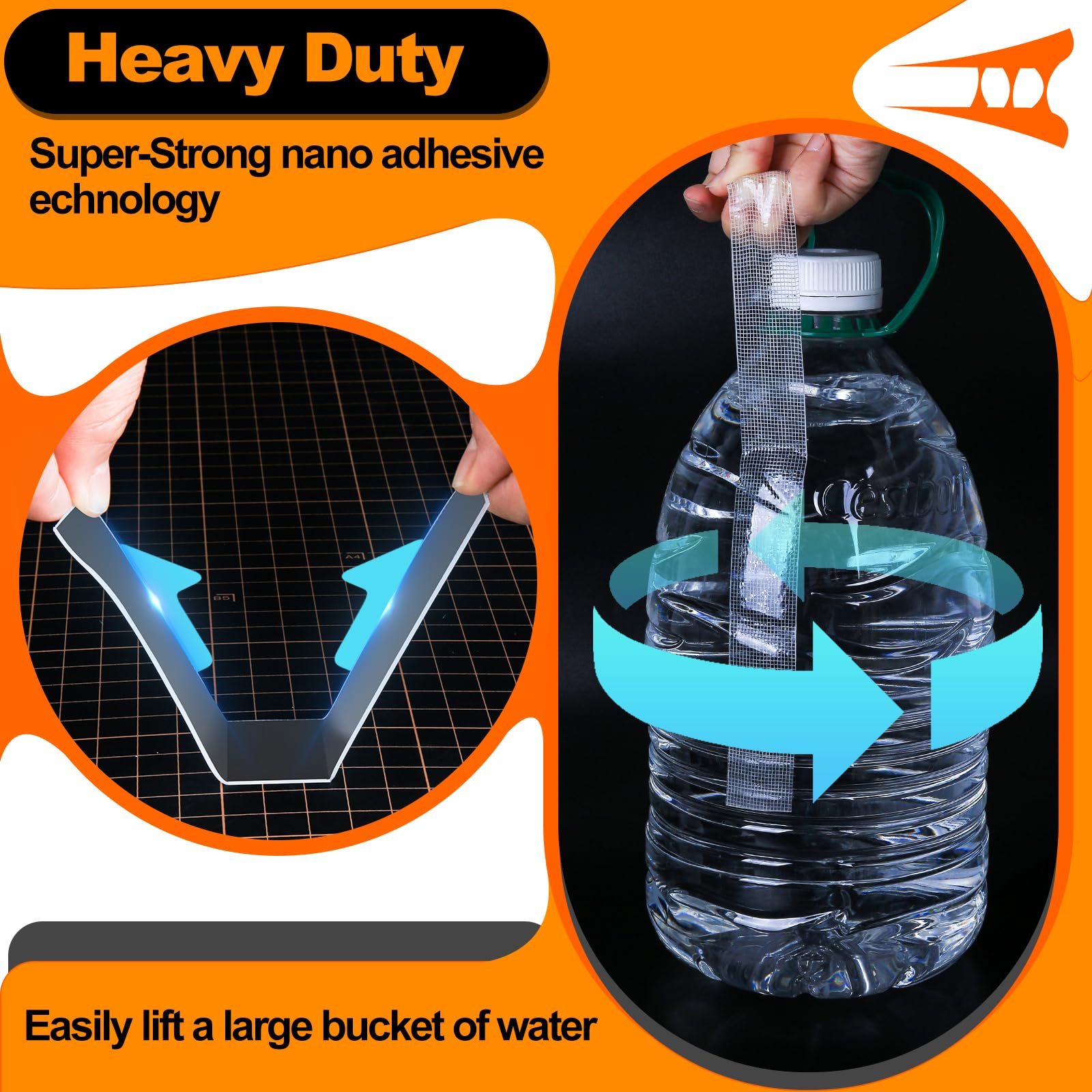 PHIXBEAR 2 Rolls Double Sided Tape Heavy Duty,19.7 Ft x 1.18" & 0.79" ,Removable Nano Tape for Poster Carpet Picture Hanging Strip Rug Wall Outdoor - Clear & Strong Adhesive Multipurpose Mounting Tape