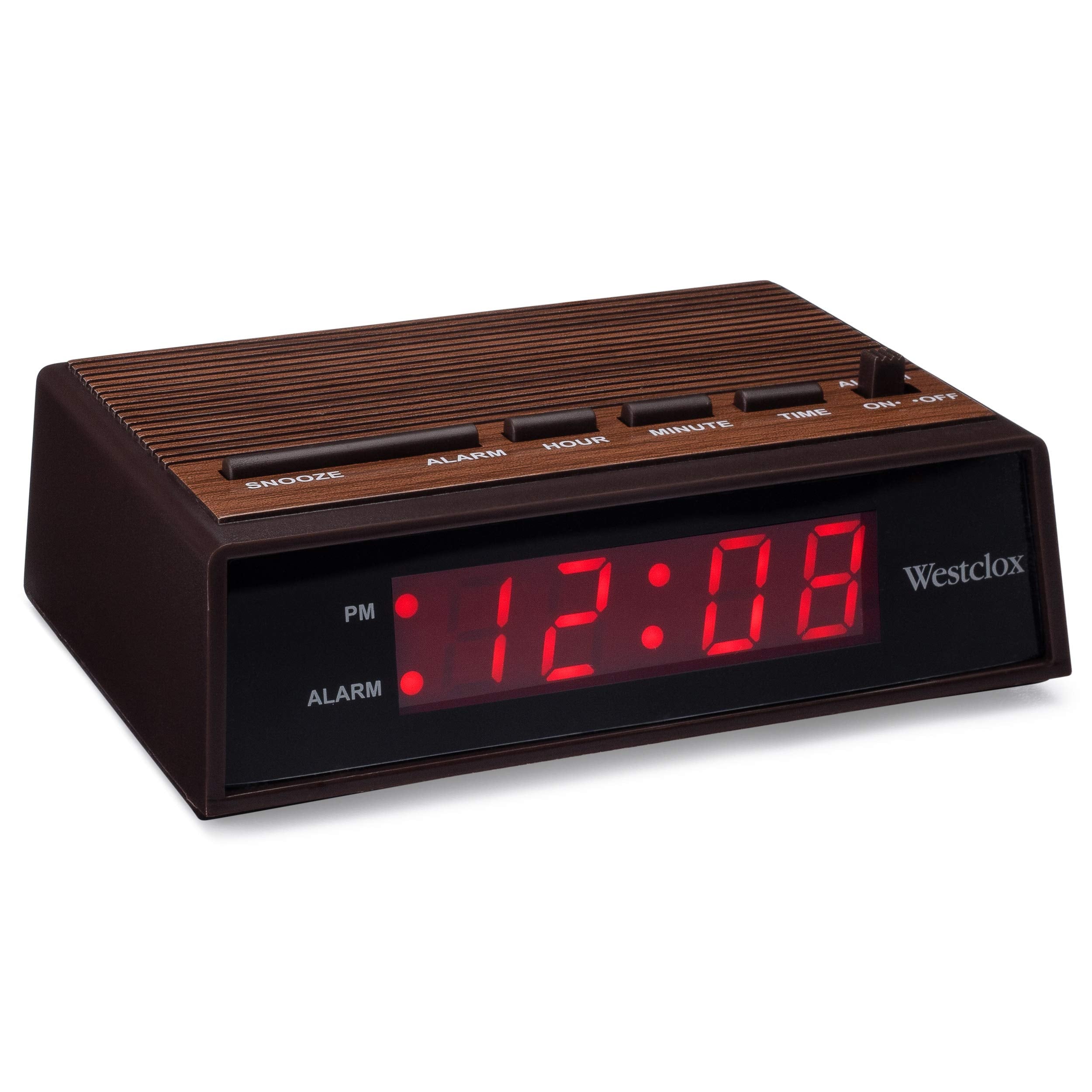 Westclox Retro Wood Style Easy To Read Super Bright Small Night Table Ascending Alarm Clock 22690.