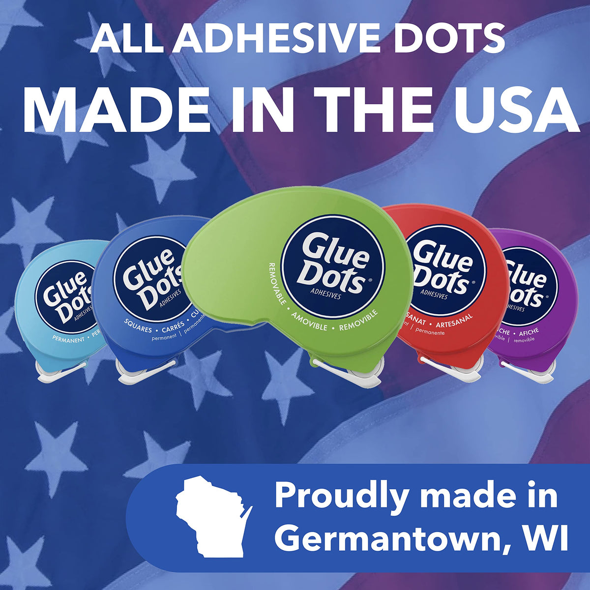 Glue Dots, Glue Squares Dot N' Go Dispenser, Double-Sided, 3/16", 450 Dots, Removable, DIY Craft Glue Tape, Sticky Adhesive Glue Points, Liquid Glue Alternative, Clear