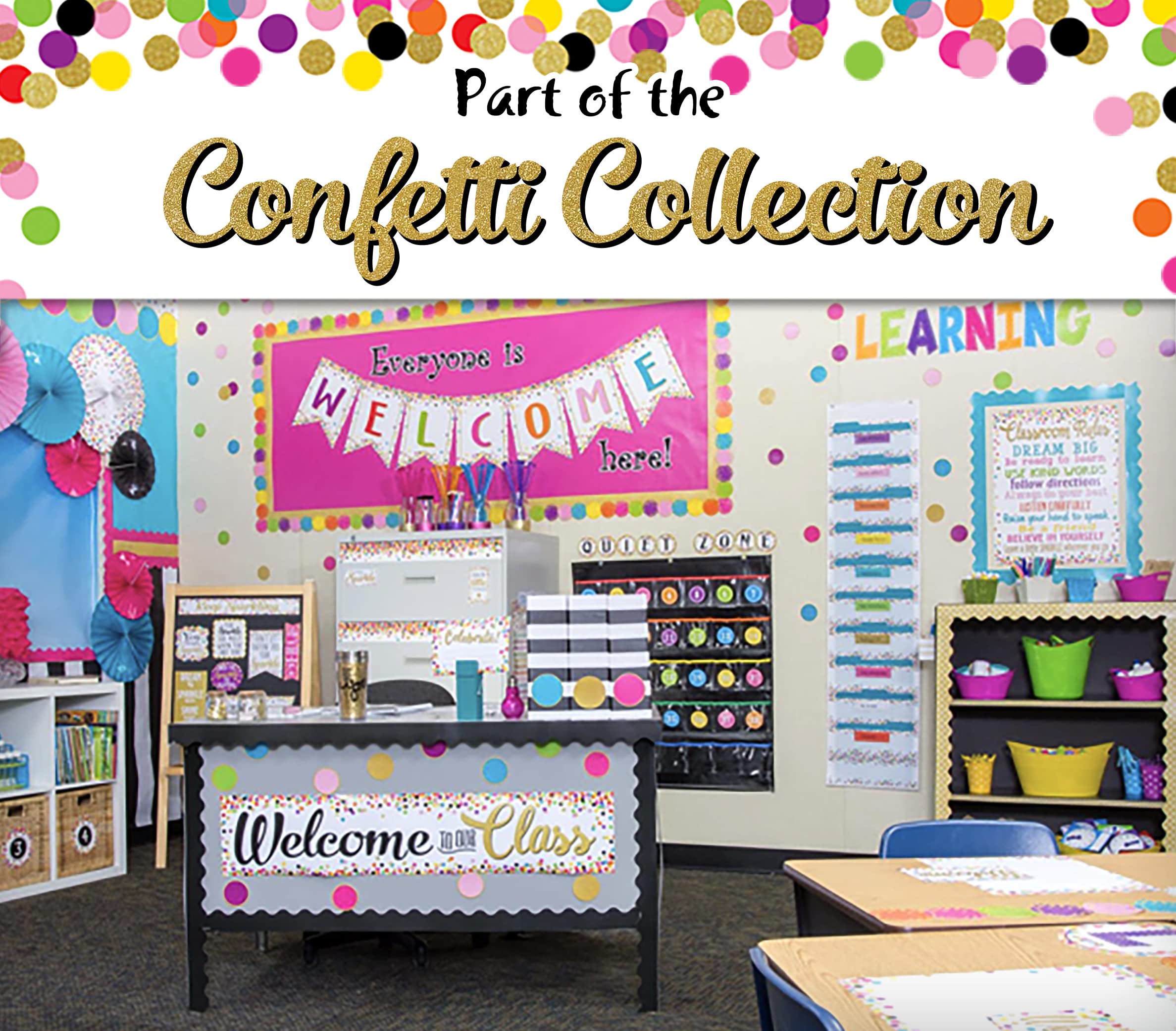 Teacher Created Resources Gold Foil & Confetti 8" Hanging Paper Lanterns (TCR77472)
