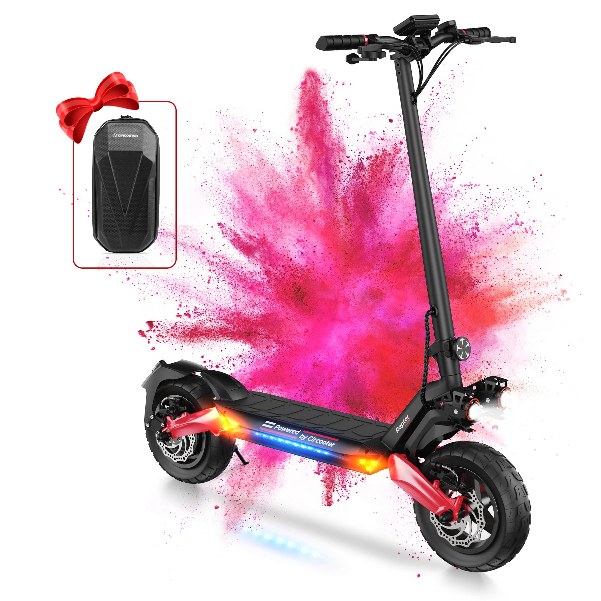 Circooter Raptor Electric Scooter Adult with Smart APP, 800W Motor, 28 Mph Top Speed, 25 Miles Range, 10 inches All Terrain Tires Off Road E Scooter, Dual Charger Ports & Storage Bag - Raptor