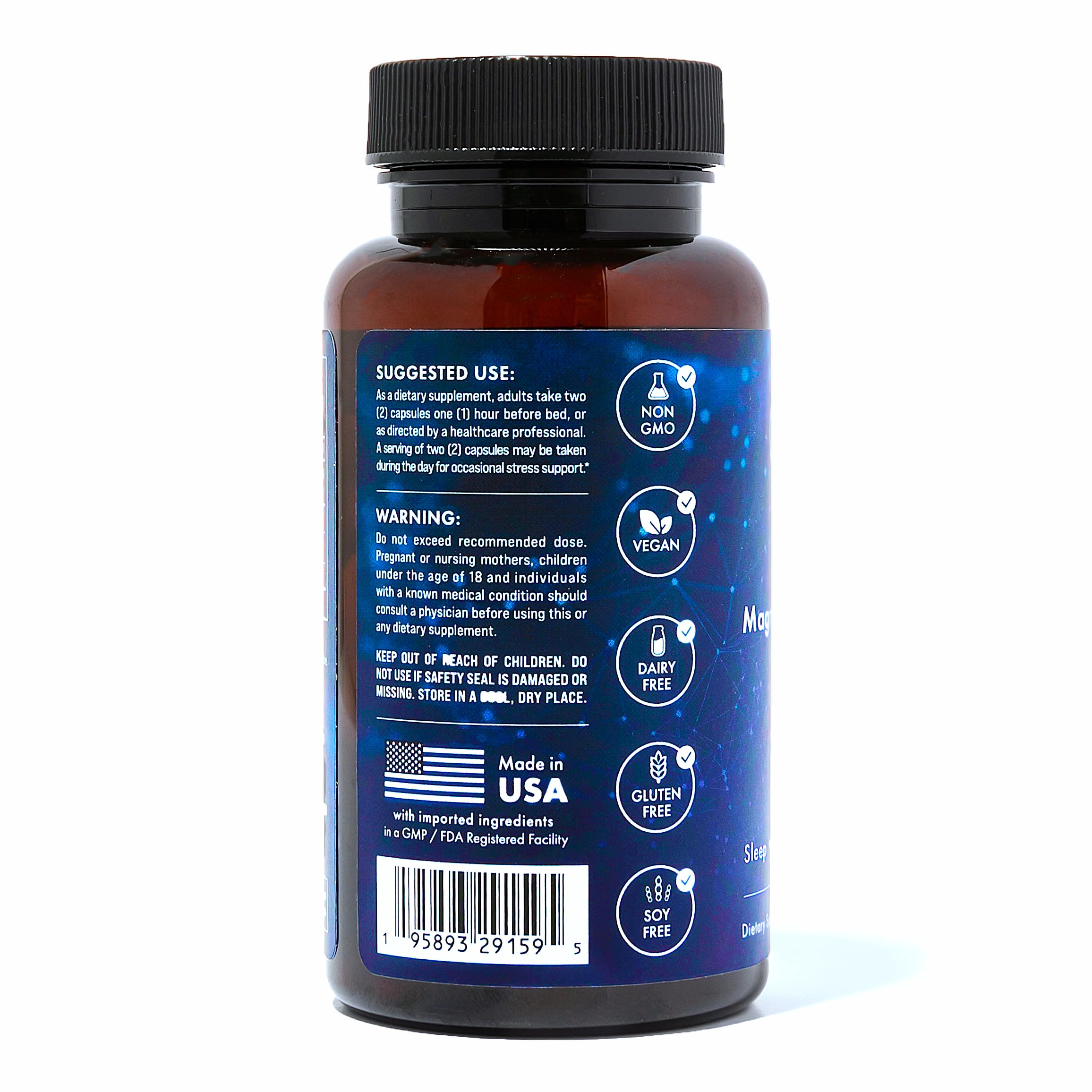Clinically Studied โ Premium High Absorption Magnesium Sleep Supplement โ Magnesium L-Threonate L-Theanine Apigenin โ Sleep & Stress Support โ Third Party Tested โ Made in USA โ Gluten Free