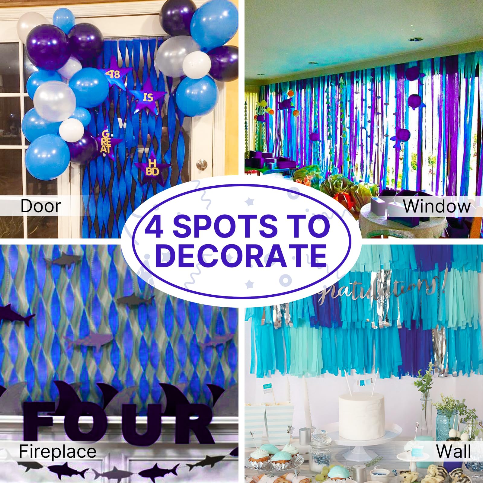 PartyWoo Blue Crepe Paper Streamers 10 Rolls 820 ft Pack of Royal Dark Blue Crepe Paper for Baby Shower Gender Reveal Graduation Birthday Party Decorations (1.8 Inch x 82 Ft/Roll), Blue-39