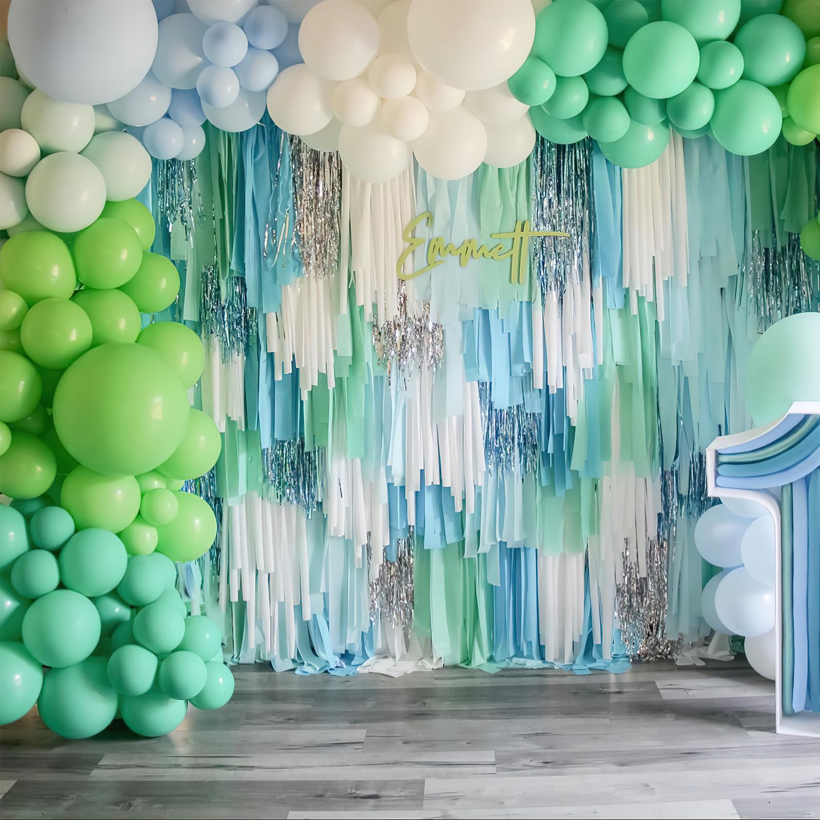 PartyWoo Extra Large Crepe Paper Streamers 3 Rolls 393ft, Pack of Turquoise Mint Light Green Paper Party Streamers, Crepe Paper for Party Decorations, Baby Shower Decorations (1.8 Inch x 131Ft/Roll)