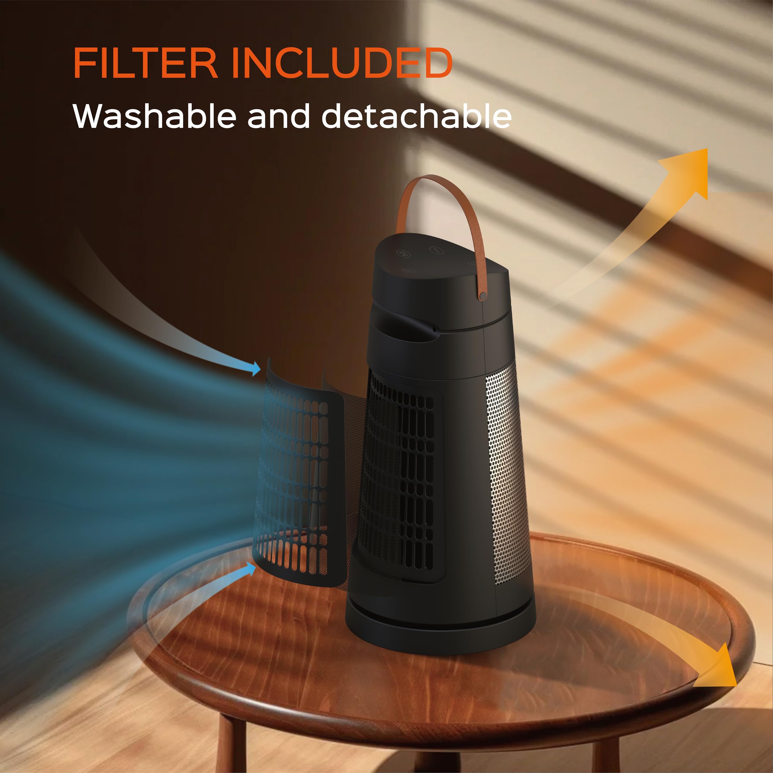 Kailer Home - 17" Electric Space Heater - Oscillating Electric Heater, Office Heater/Portable Heater, Quiet Heater, Heater for Under Desk, Space Heaters for Indoor Use, 4.9 ft Cord Electric Heater