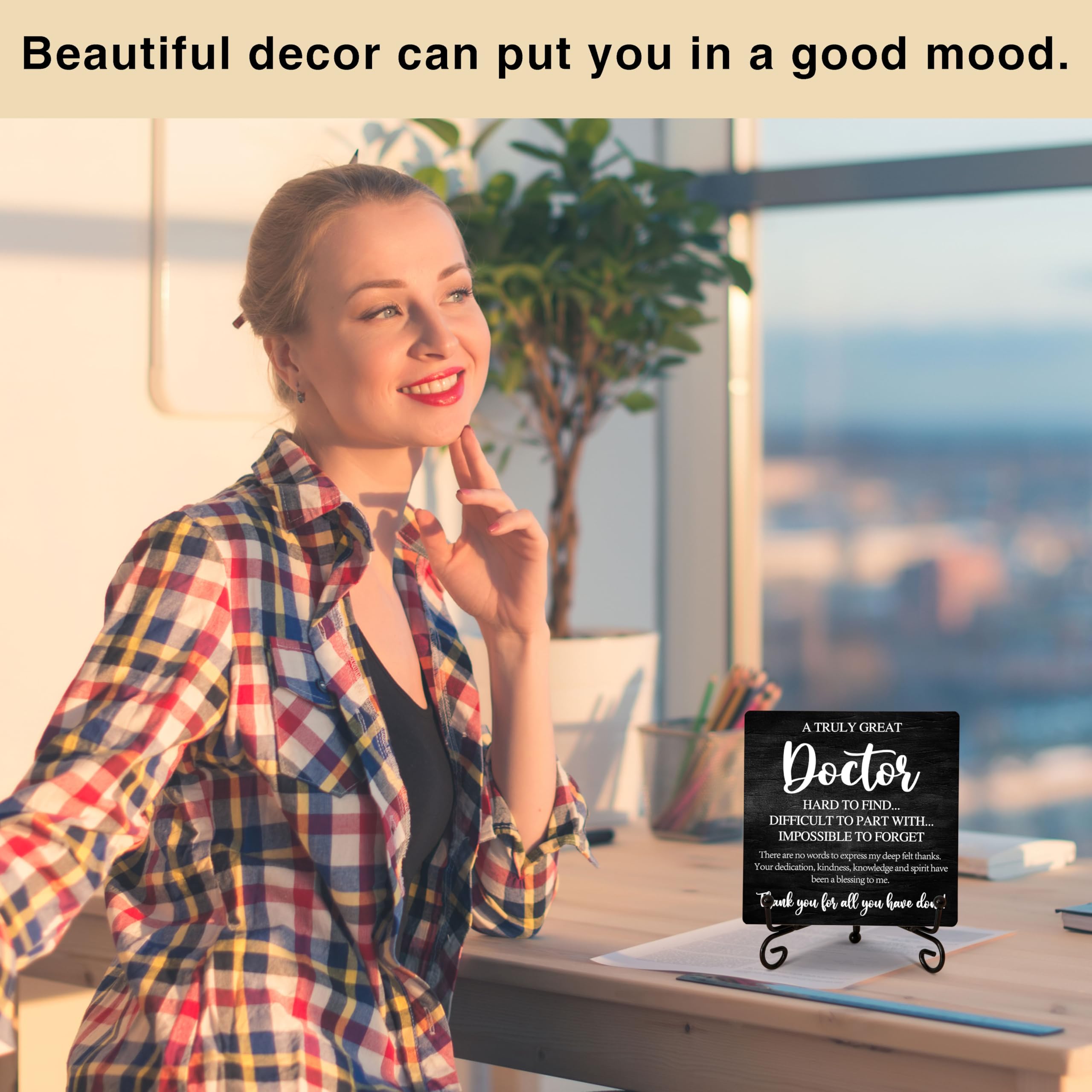 Thank You Gifts for Doctor - Inspirational Wood Plaque with Stand - Retirement Appreciation Gifts for Doctors - Black Wooden Desk Sign for Home Office Bar Accessories - C11